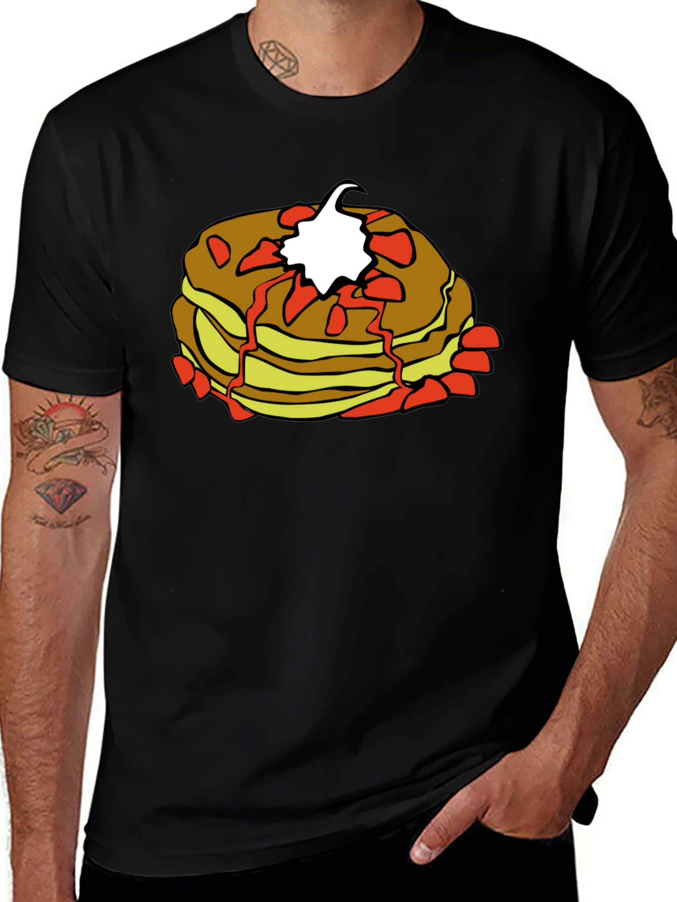 Pancake Stack Graphic Tee - Breakfast Lovers Shirt