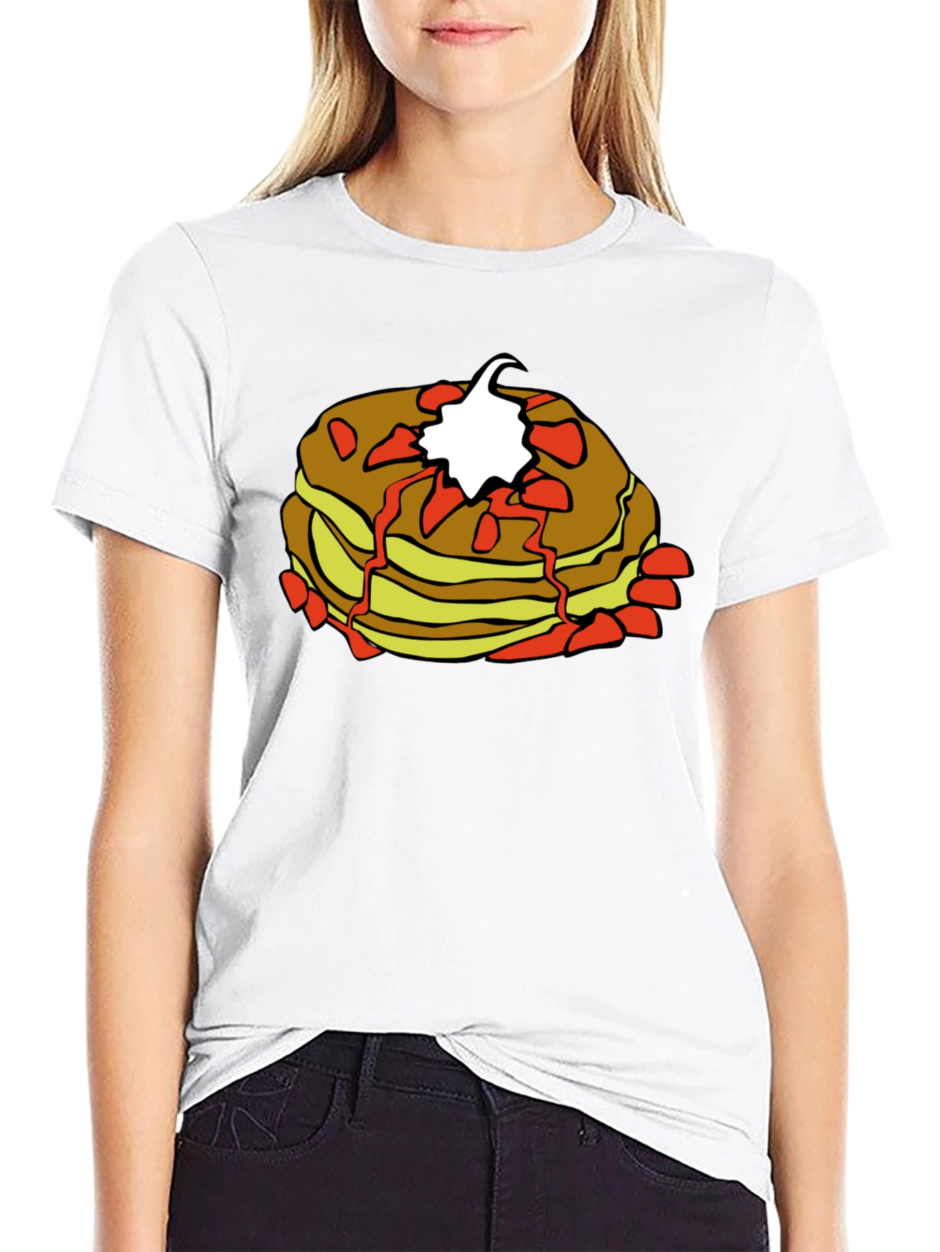 Pancake Stack Graphic Tee - Breakfast Lovers Shirt