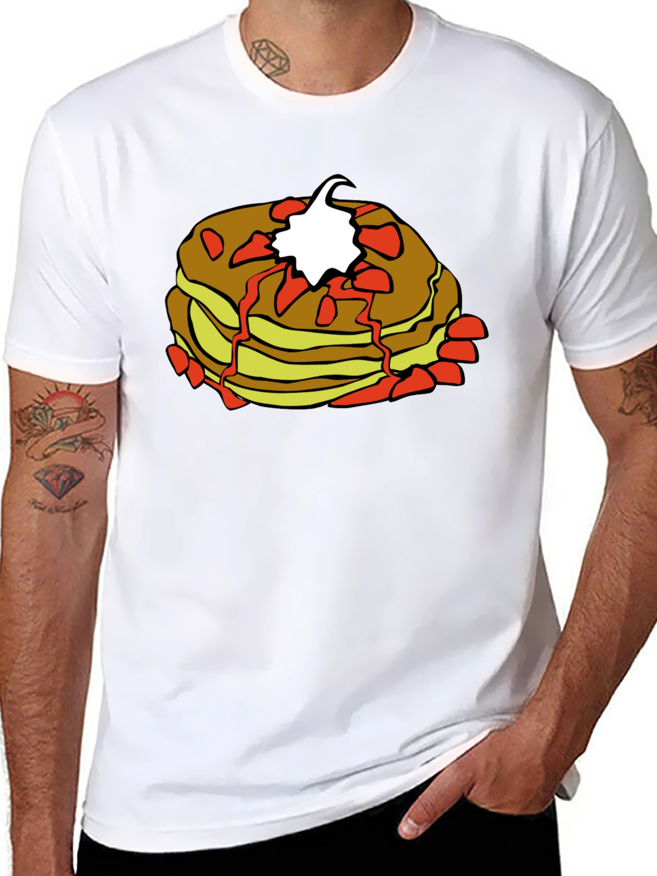 Pancake Stack Graphic Tee - Breakfast Lovers Shirt