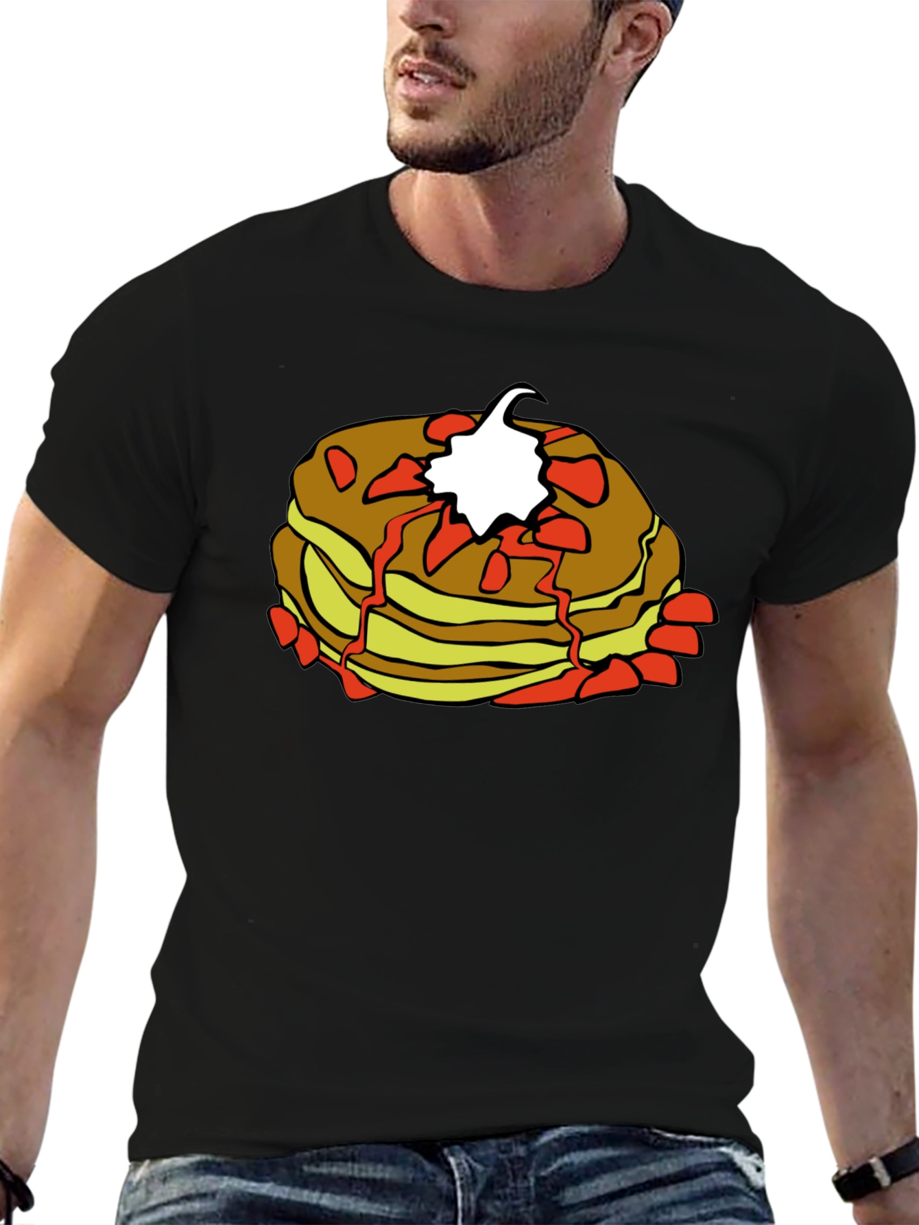 Pancake Stack Graphic Tee - Breakfast Lovers Shirt