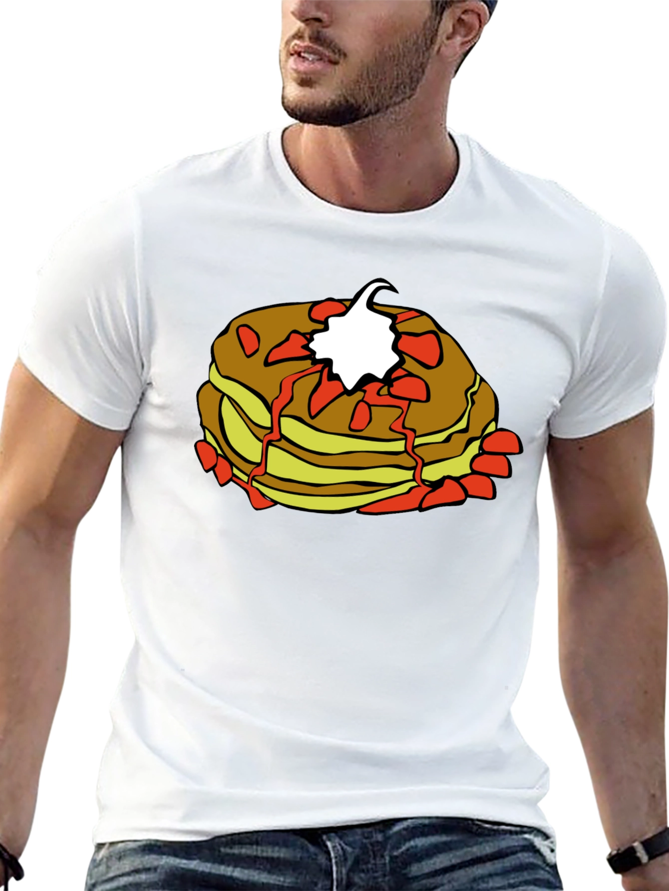 Pancake Stack Graphic Tee - Breakfast Lovers Shirt