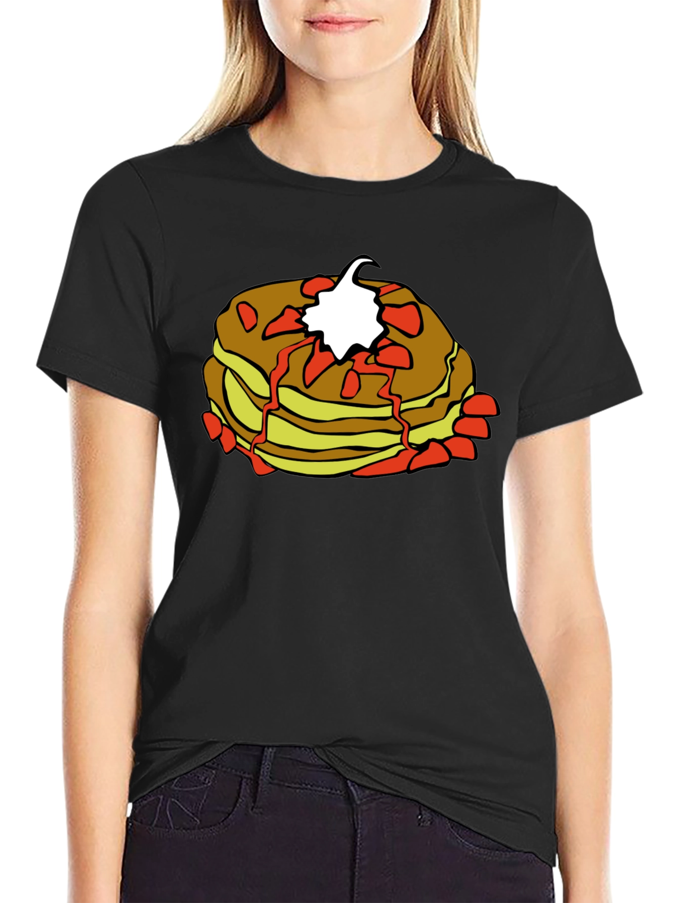 Pancake Stack Graphic Tee - Breakfast Lovers Shirt