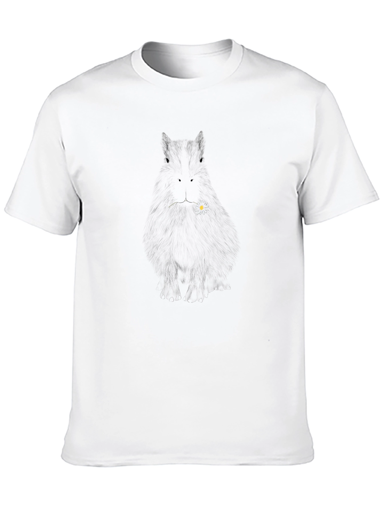 Black T-Shirt with Flower Design