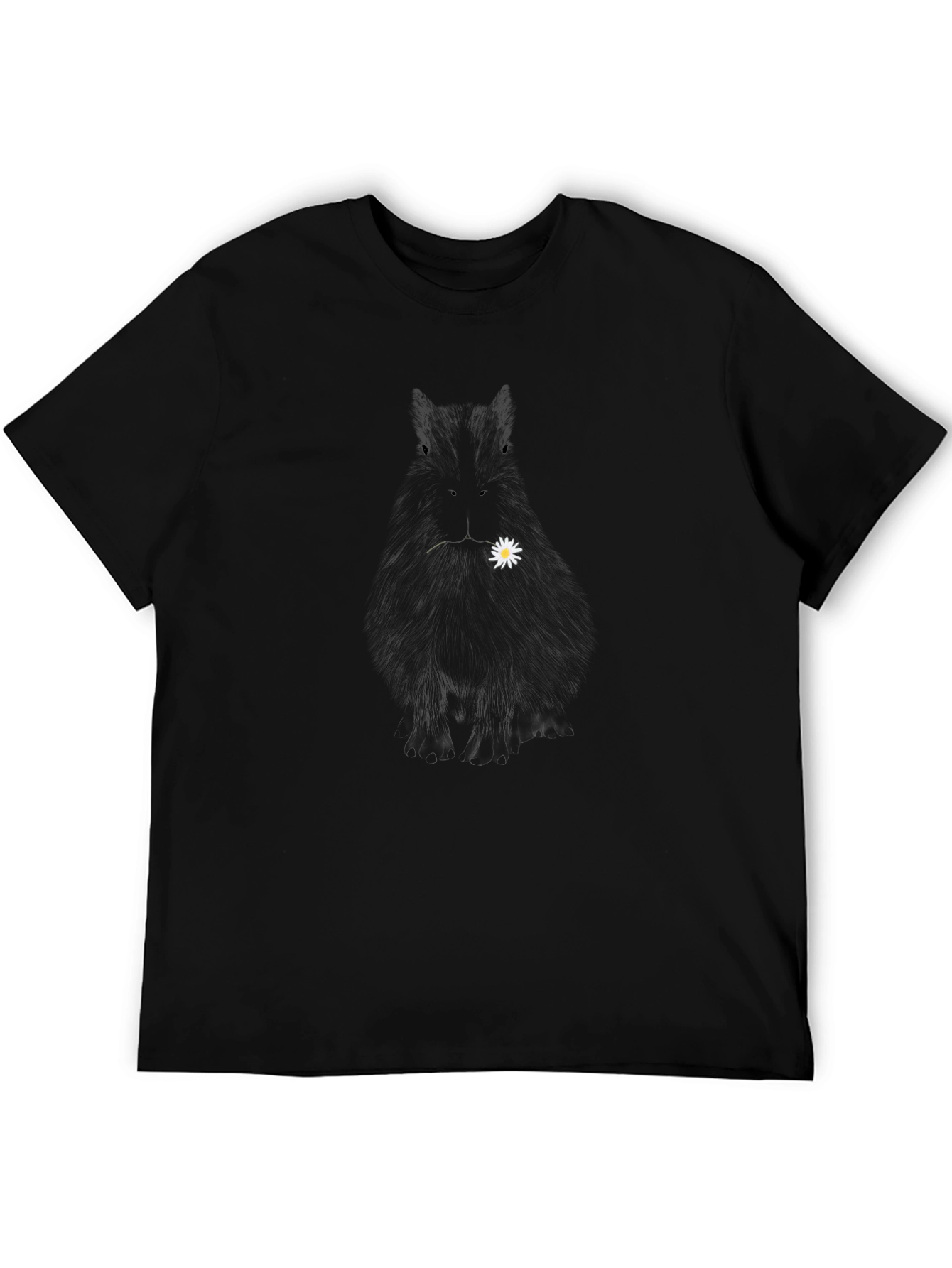 Black T-Shirt with Flower Design