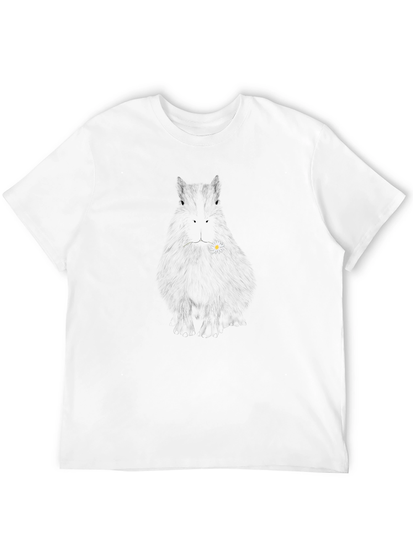 Black T-Shirt with Flower Design