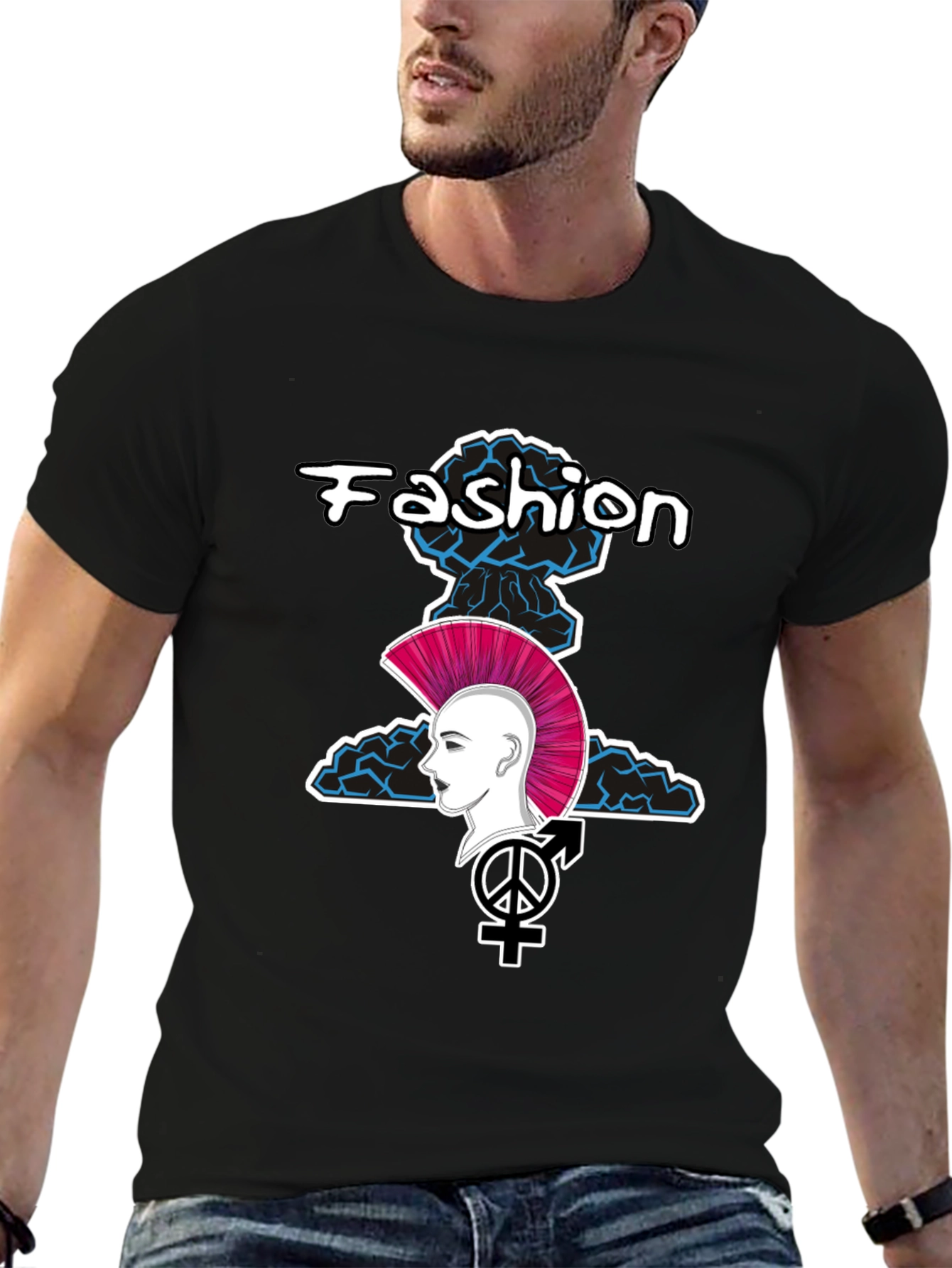 Edgy Fashion Graphic Tee - Unisex Black T-Shirt