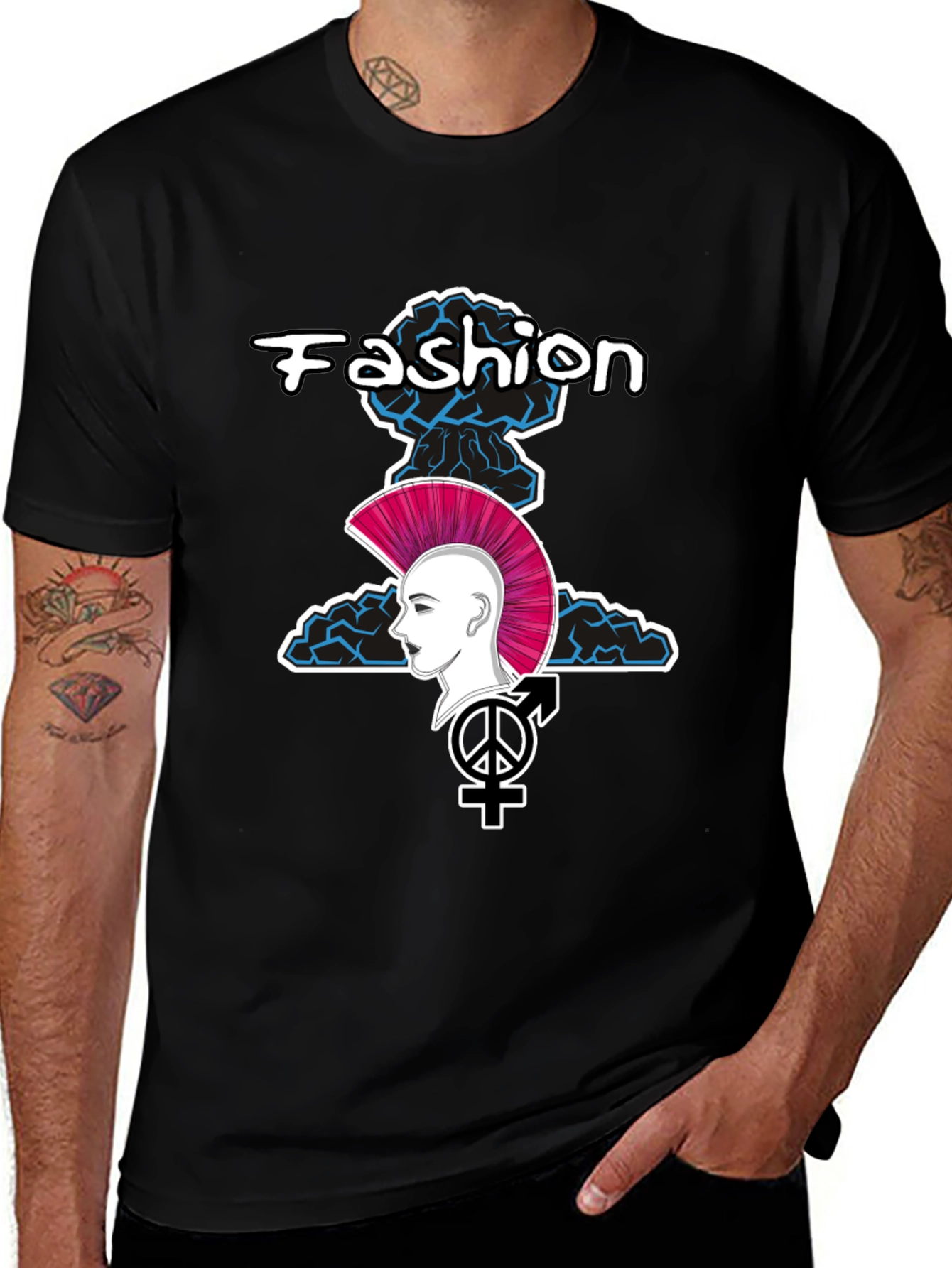 Edgy Fashion Graphic Tee - Unisex Black T-Shirt