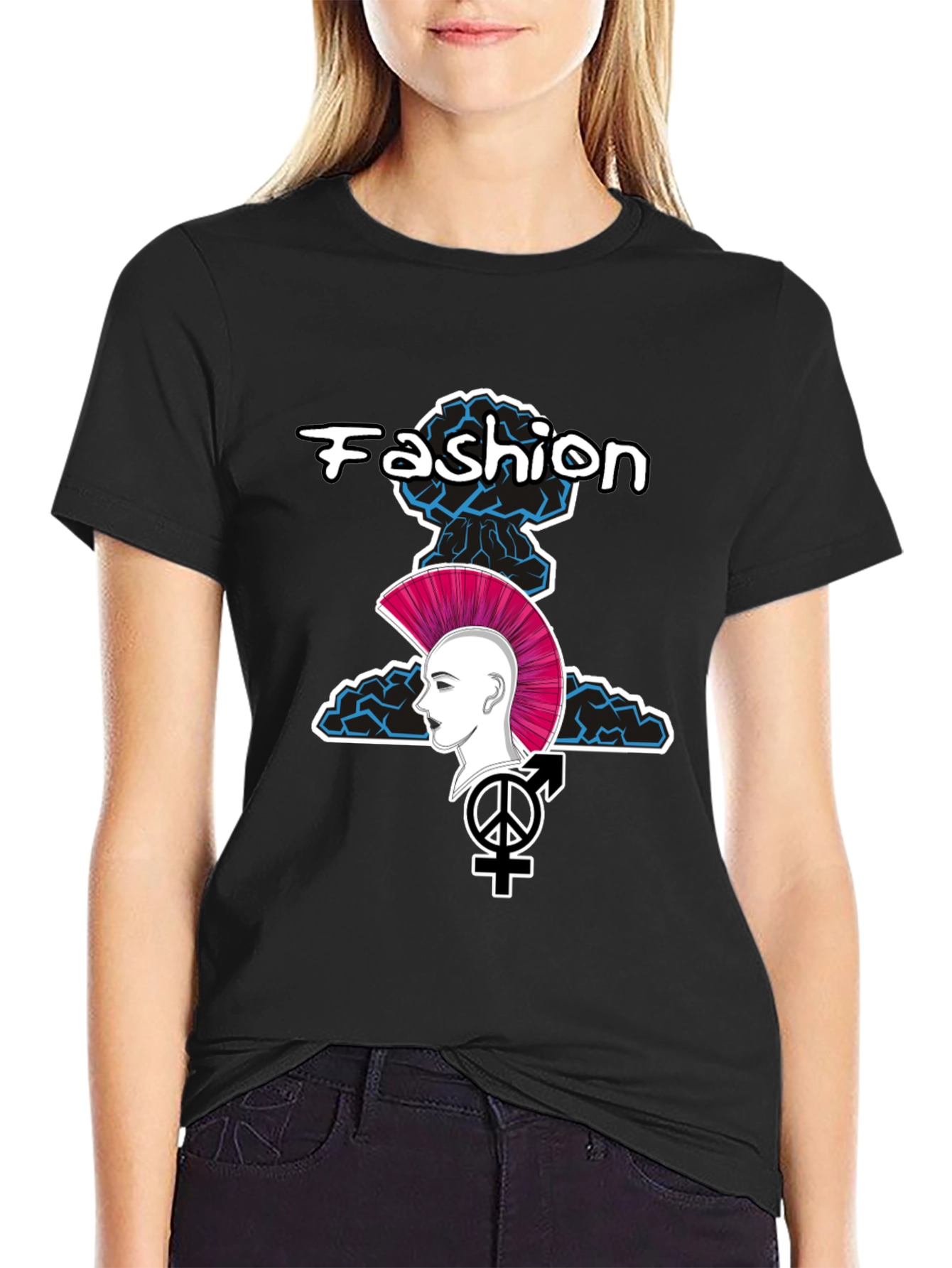 Edgy Fashion Graphic Tee - Unisex Black T-Shirt