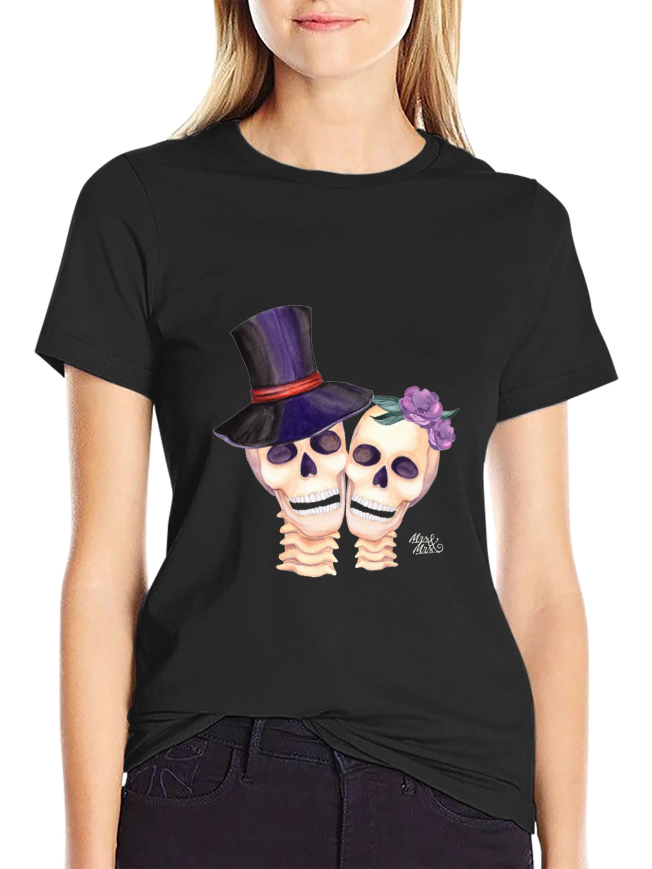 Day of the Dead Skull Couple Graphic Tee
