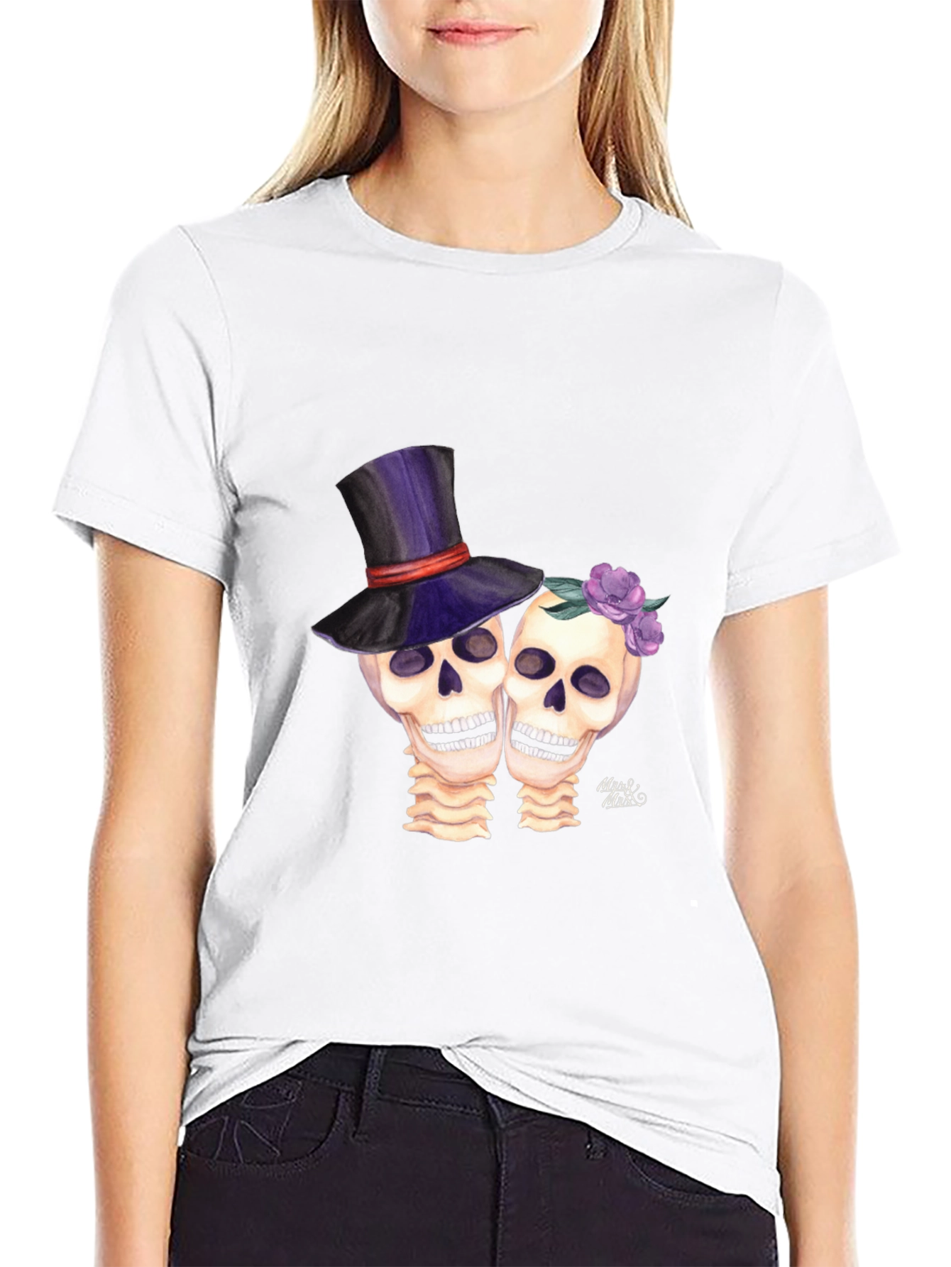 Day of the Dead Skull Couple Graphic Tee