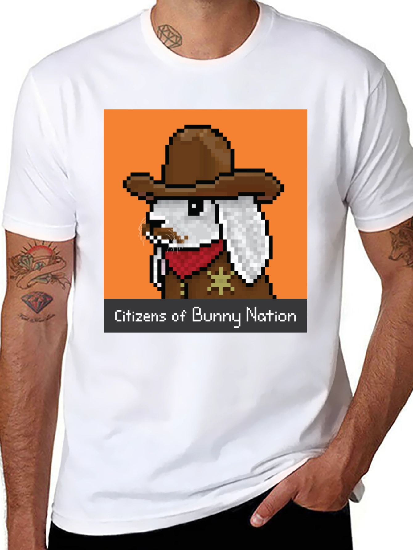 Pixel Cowboy Bunny T-Shirt - Citizens of Bunny Nation