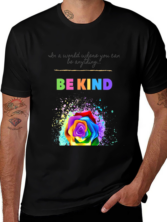 Be Kind Rainbow Rose Graphic T-Shirt