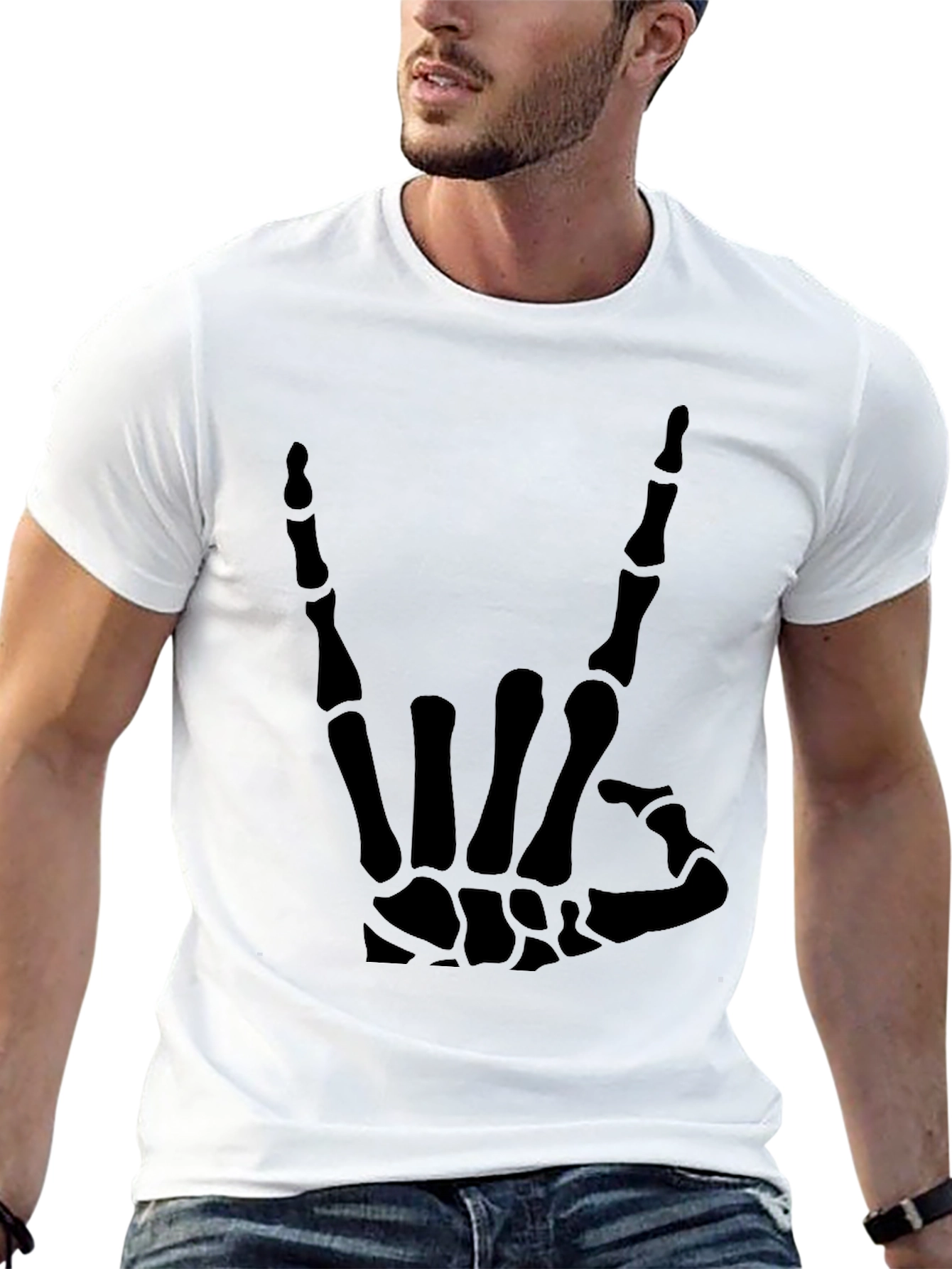 Skeleton Hand Graphic Tee - Rock On T-Shirt
