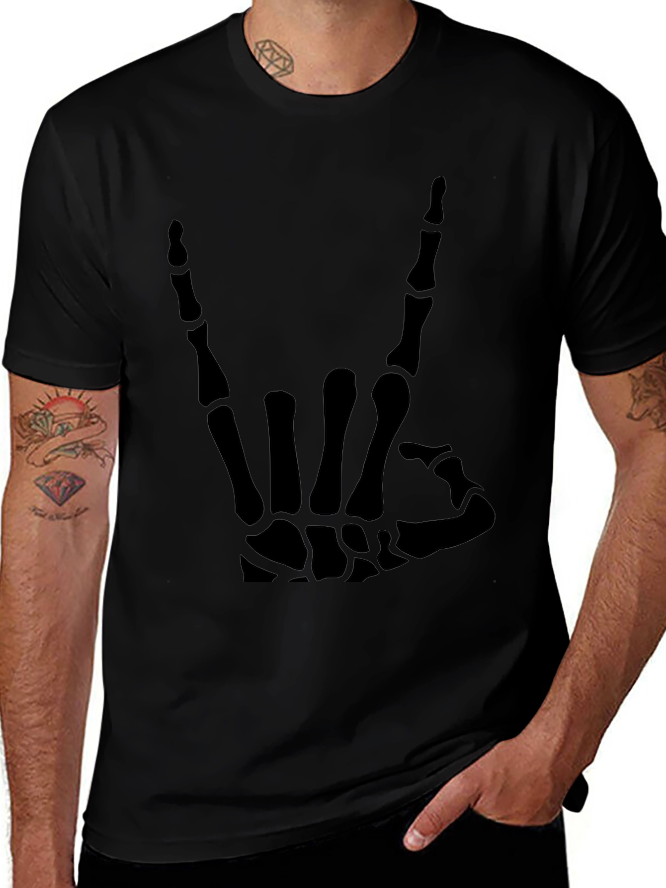 Skeleton Hand Graphic Tee - Rock On T-Shirt