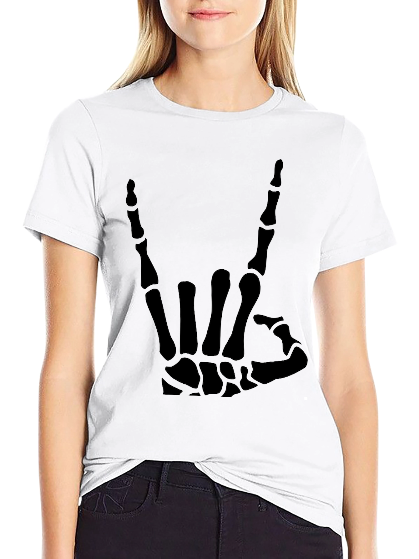 Skeleton Hand Graphic Tee - Rock On T-Shirt