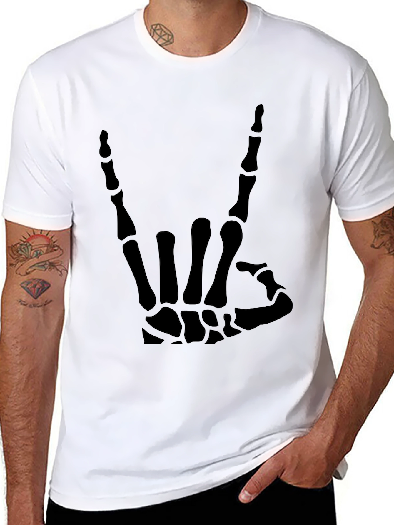 Skeleton Hand Graphic Tee - Rock On T-Shirt