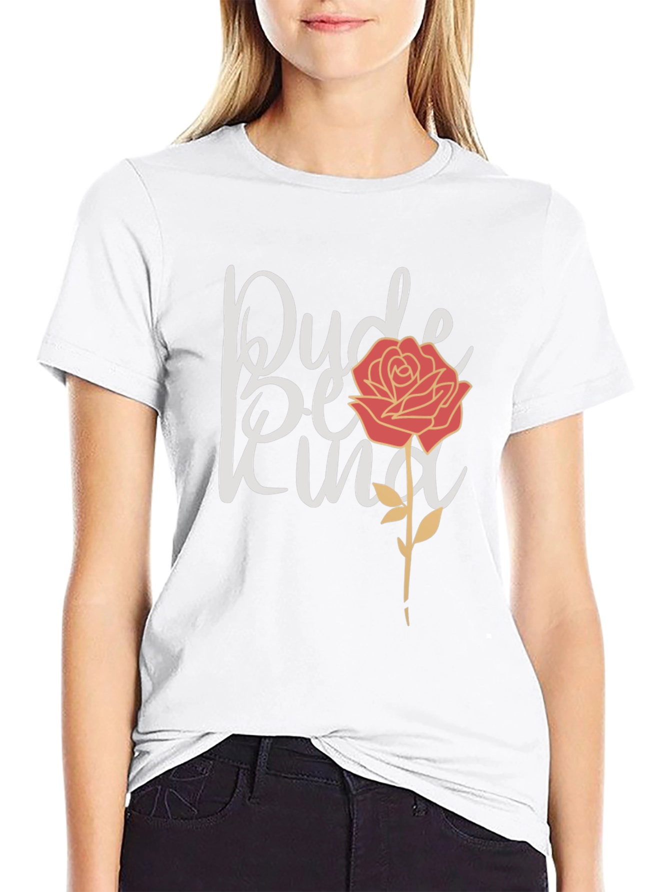 Dude Be Kind Rose Graphic Tee - Black