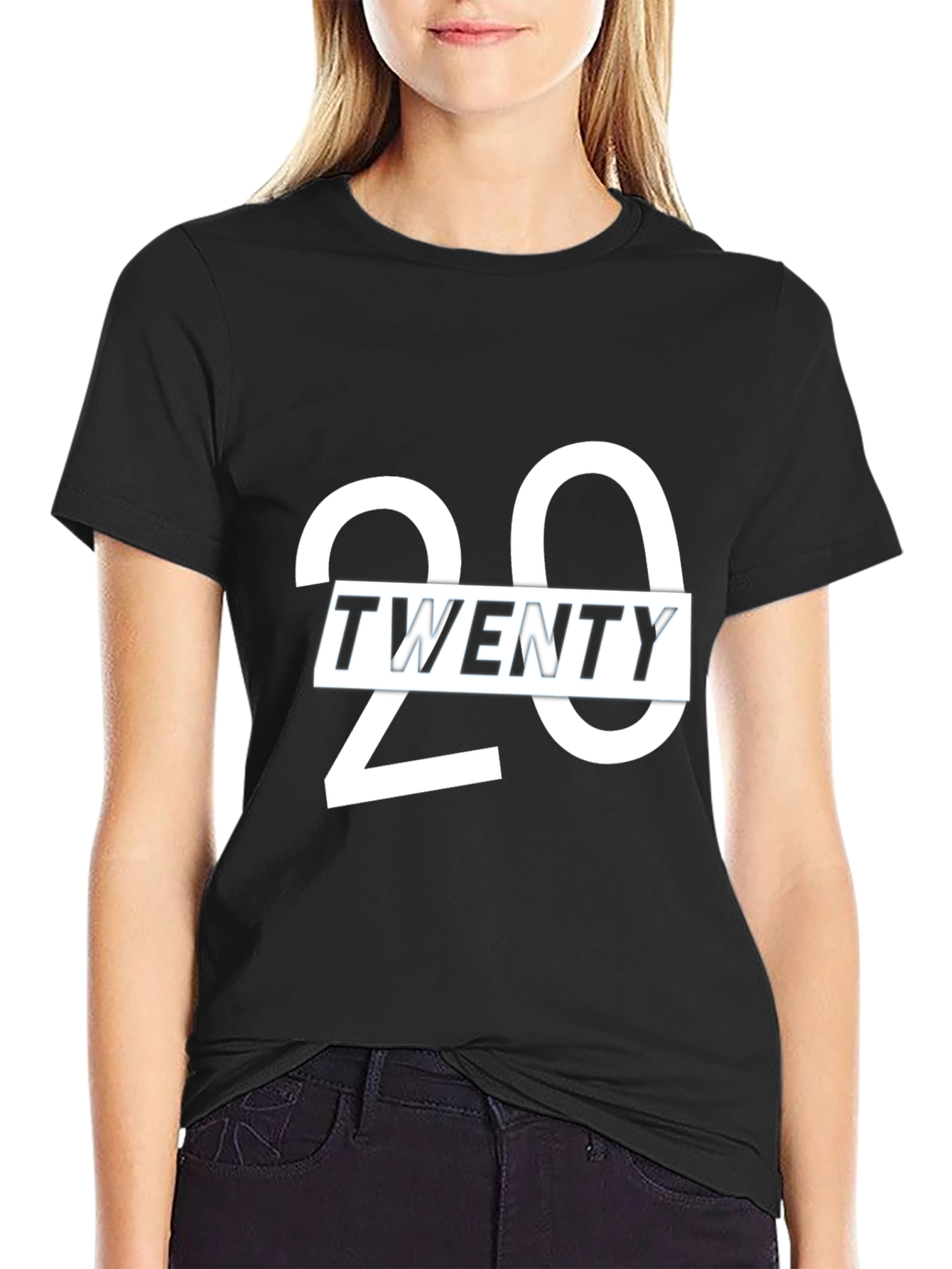 Stylish Twenty Graphic Print Crew Neck T-Shirt