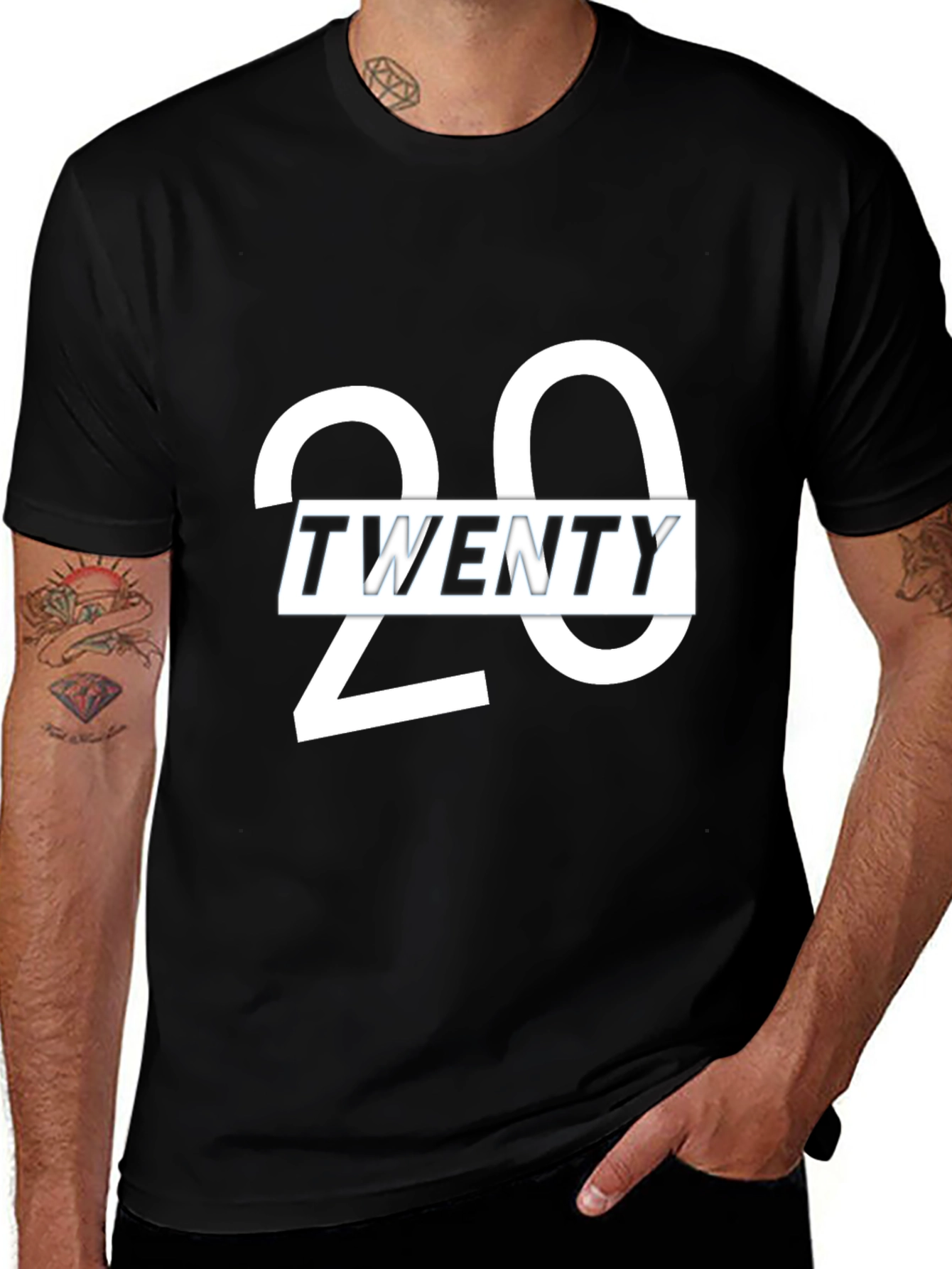 Stylish Twenty Graphic Print Crew Neck T-Shirt