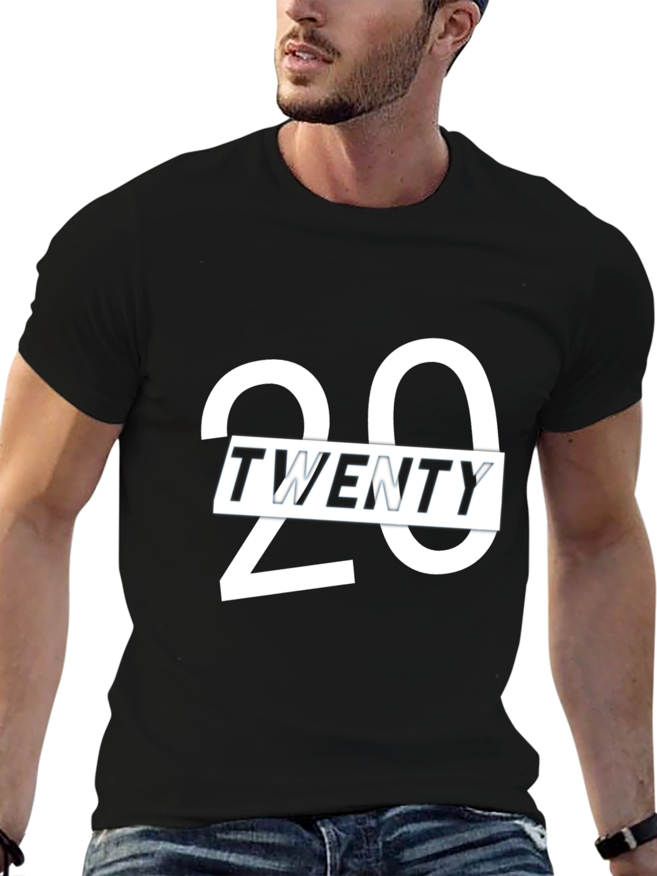 Stylish Twenty Graphic Print Crew Neck T-Shirt