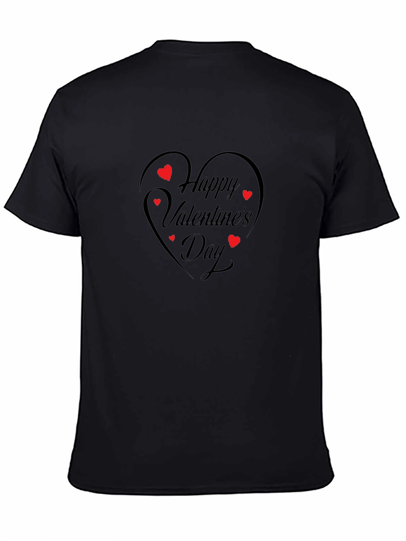 Happy Valentines Day T-Shirt - Heart Design Black Tee
