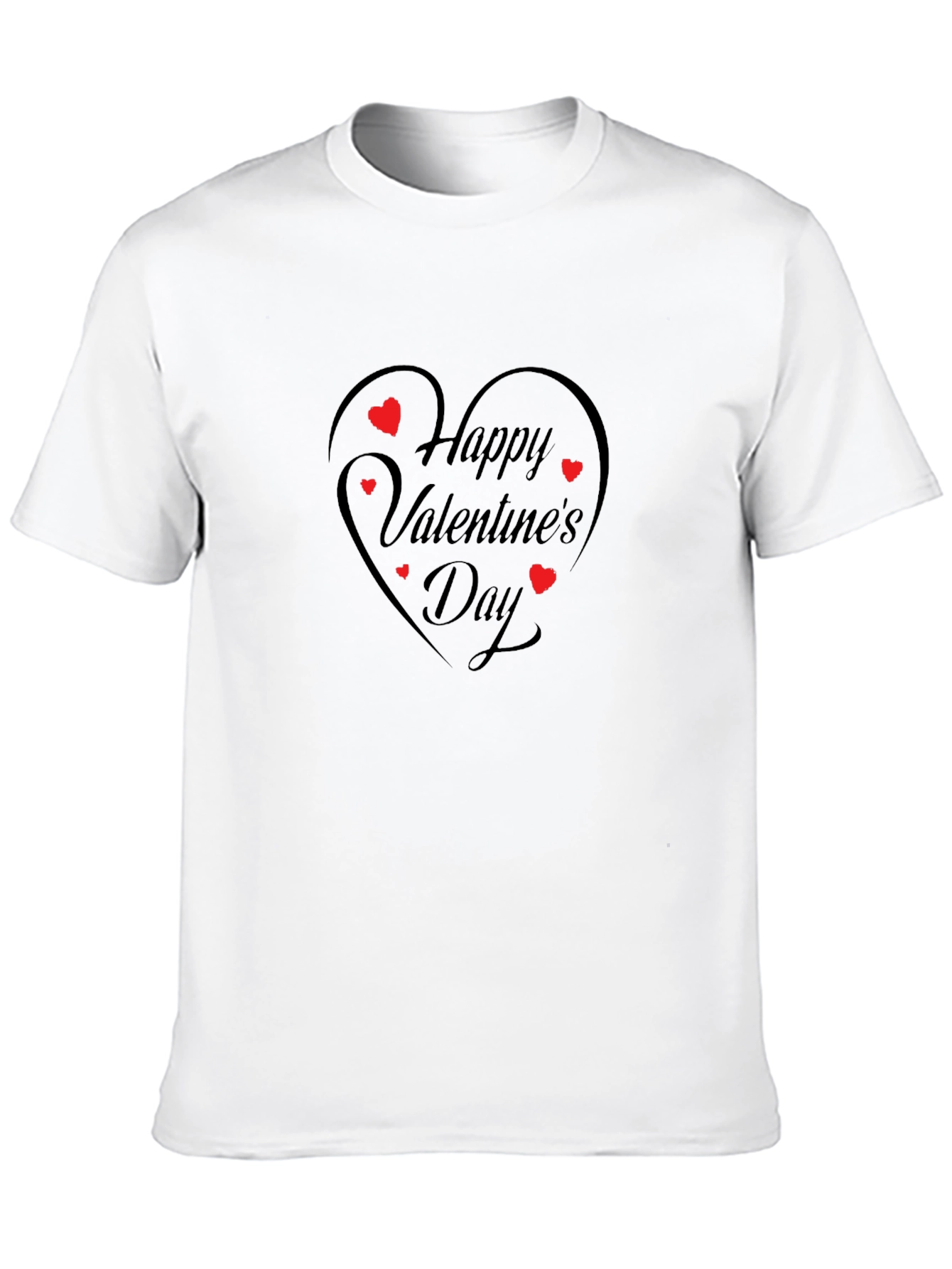 Happy Valentines Day T-Shirt - Heart Design Black Tee