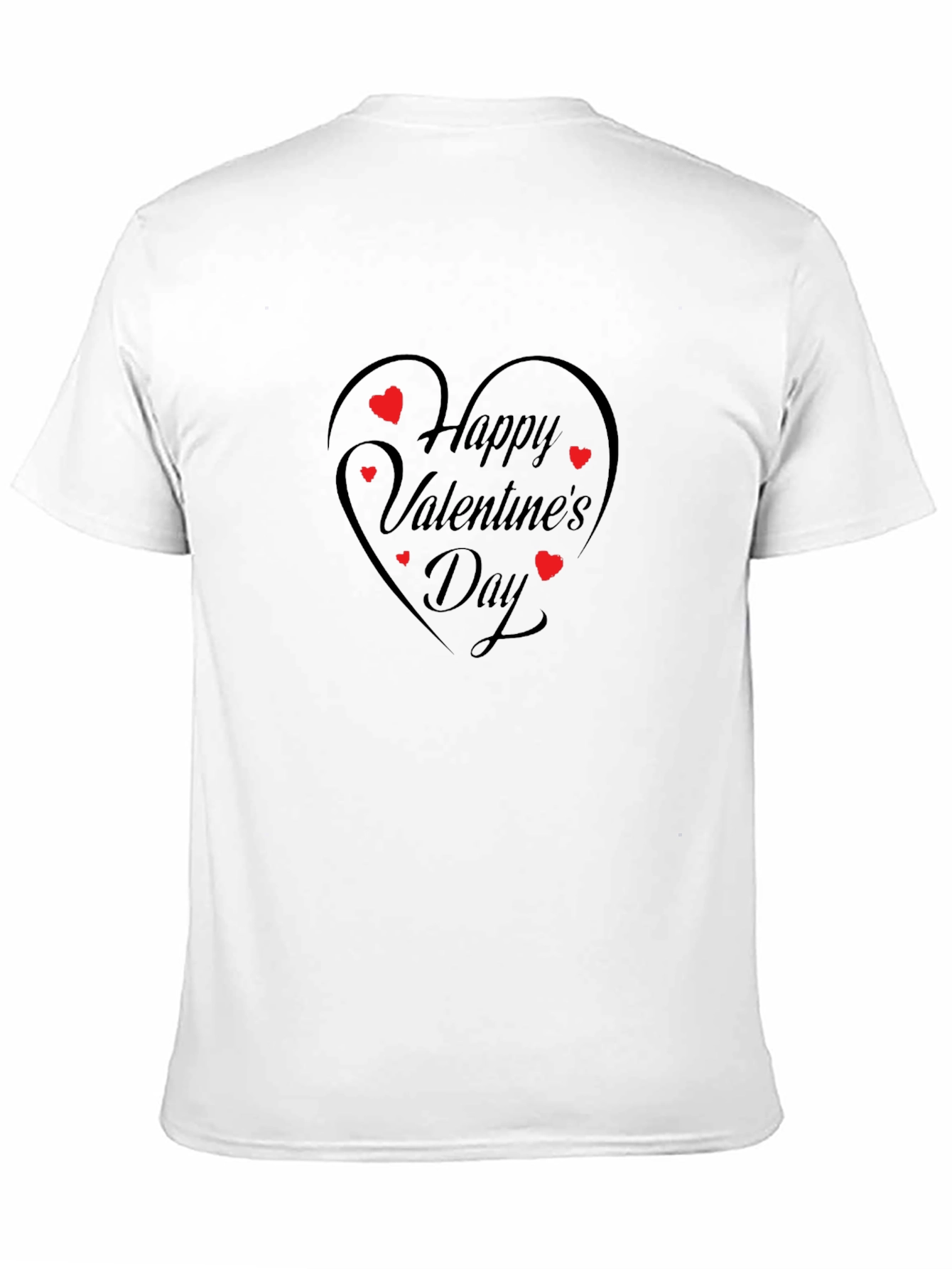 Happy Valentines Day T-Shirt - Heart Design Black Tee