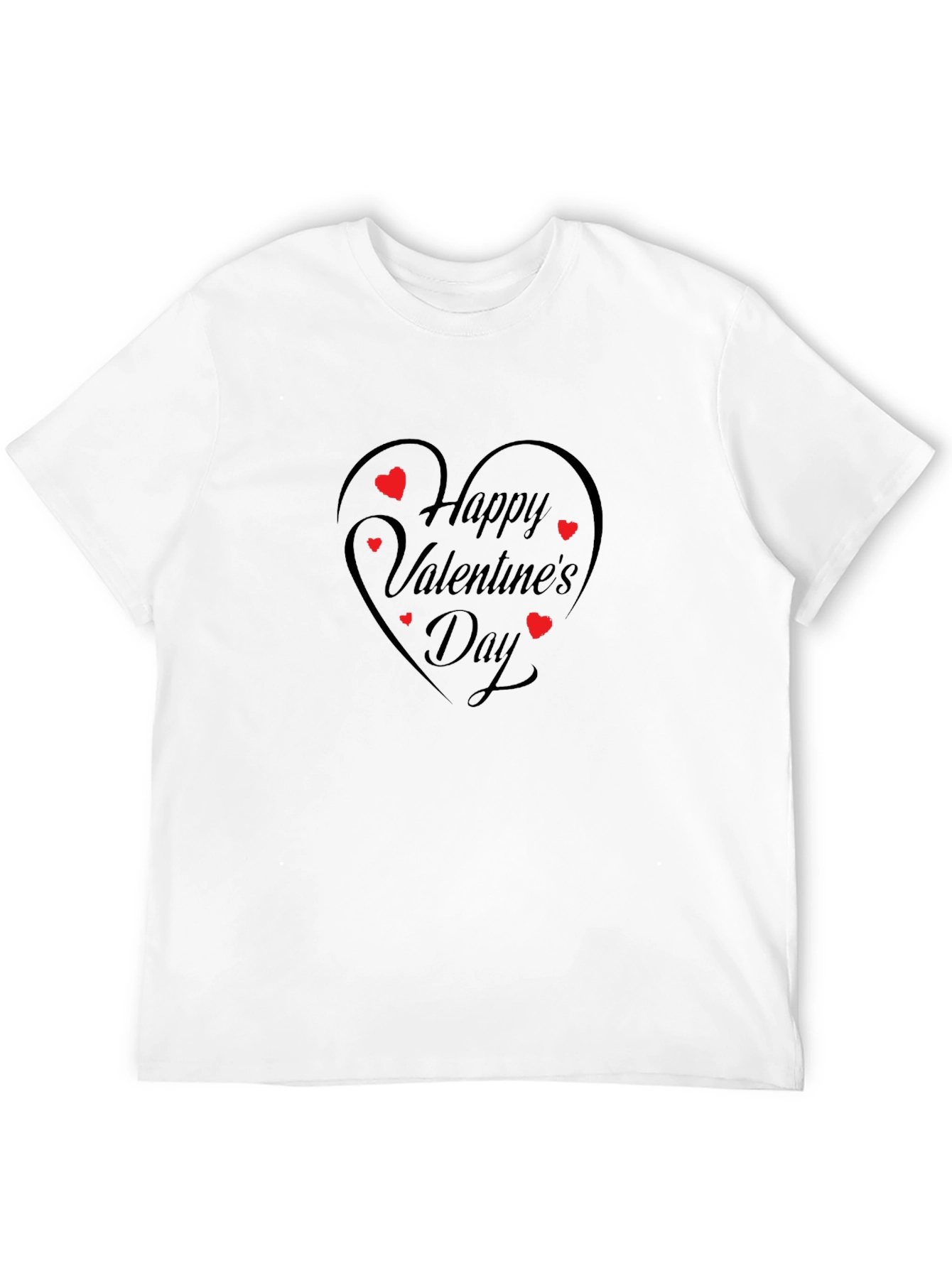 Happy Valentines Day T-Shirt - Heart Design Black Tee
