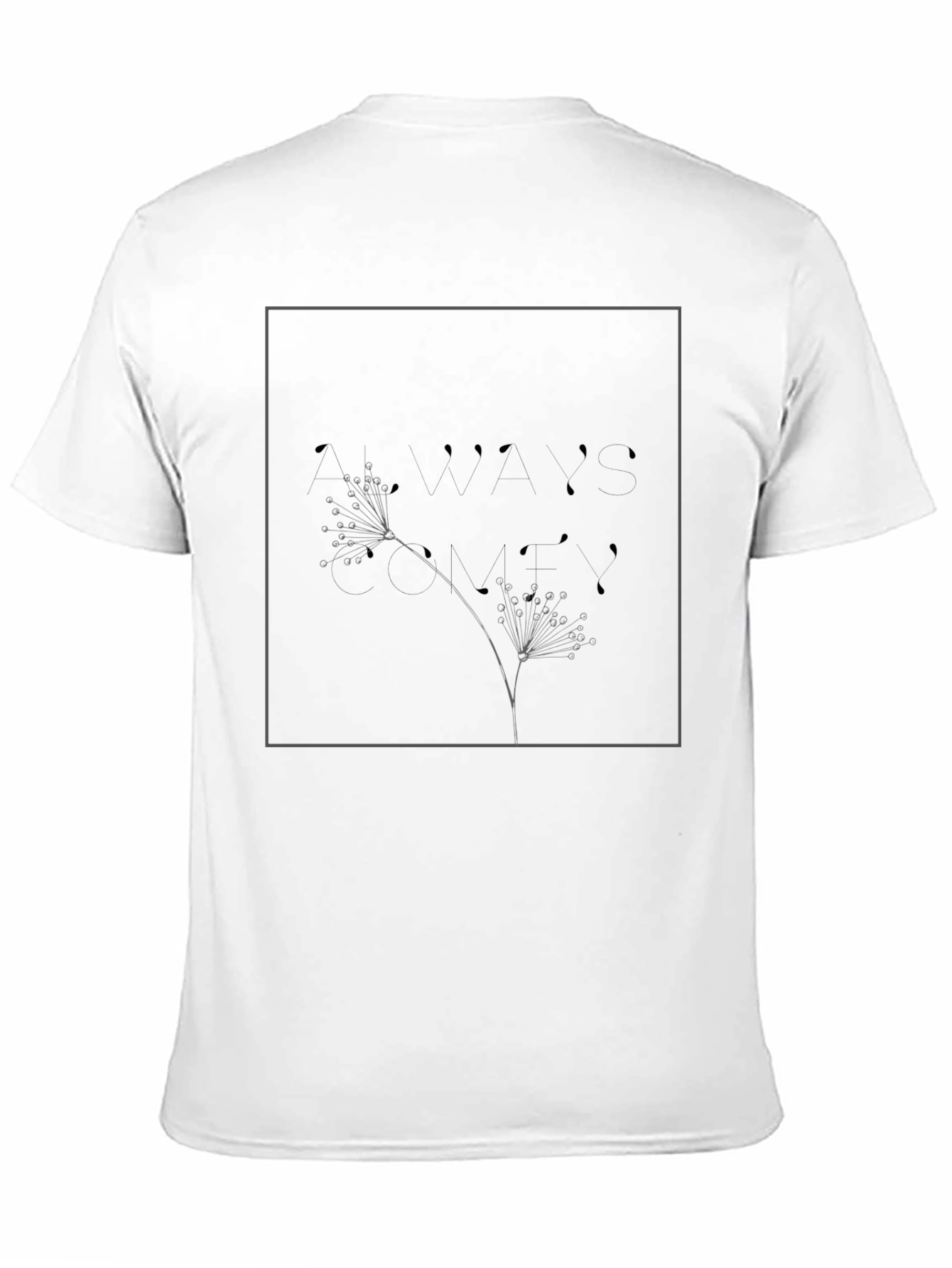 Minimalist Floral Print Black T-Shirt