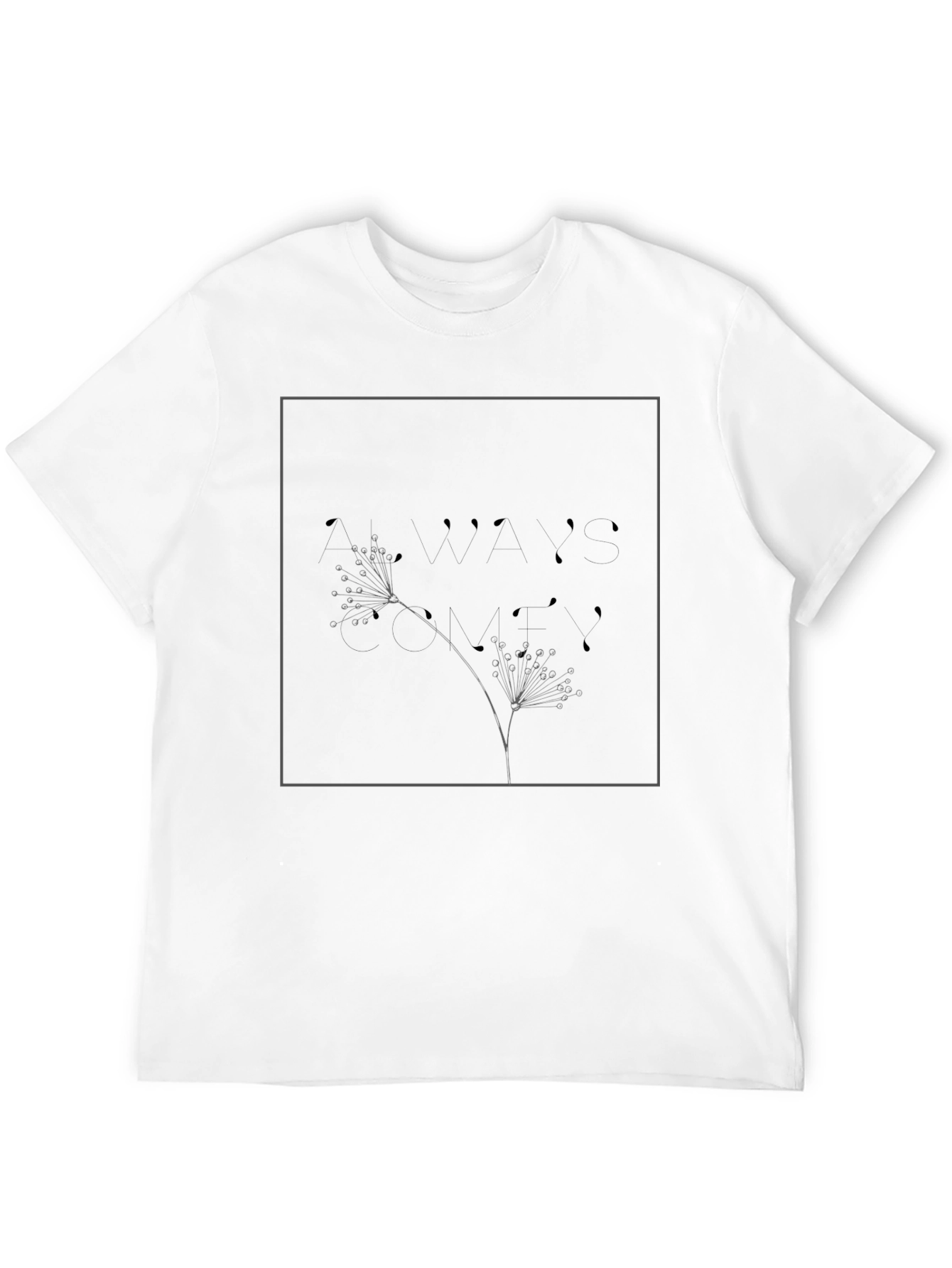 Minimalist Floral Print Black T-Shirt