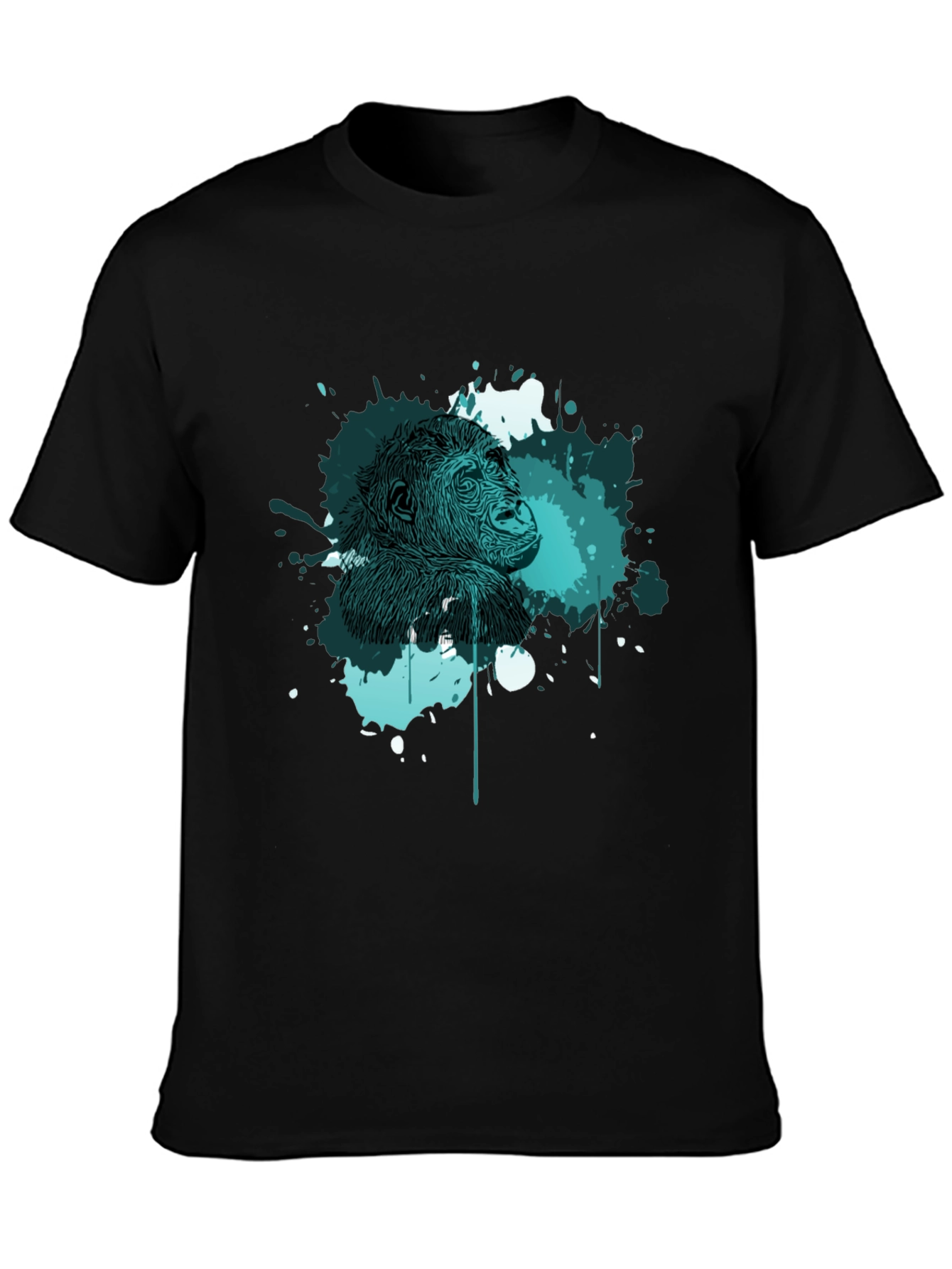 Abstract Gorilla Graphic Print Mens Black T-Shirt