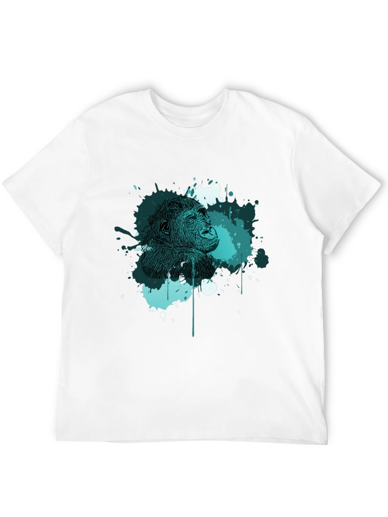 Abstract Gorilla Graphic Print Mens Black T-Shirt
