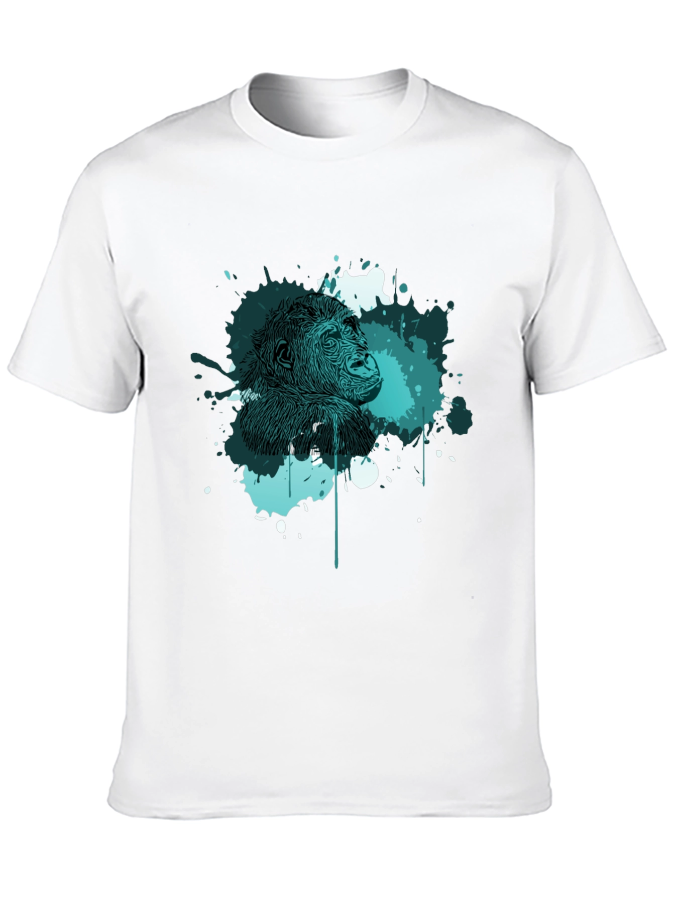 Abstract Gorilla Graphic Print Mens Black T-Shirt