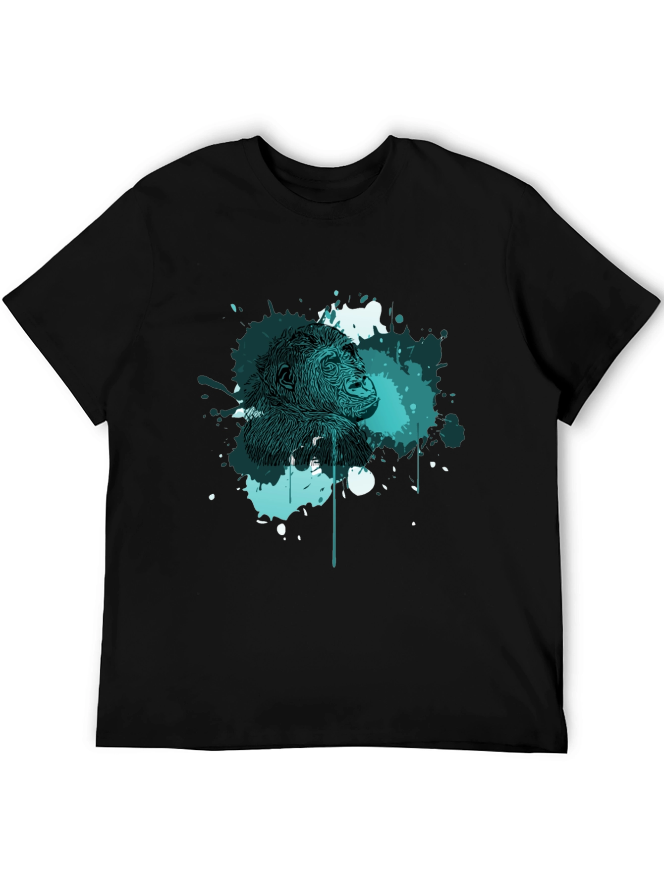 Abstract Gorilla Graphic Print Mens Black T-Shirt