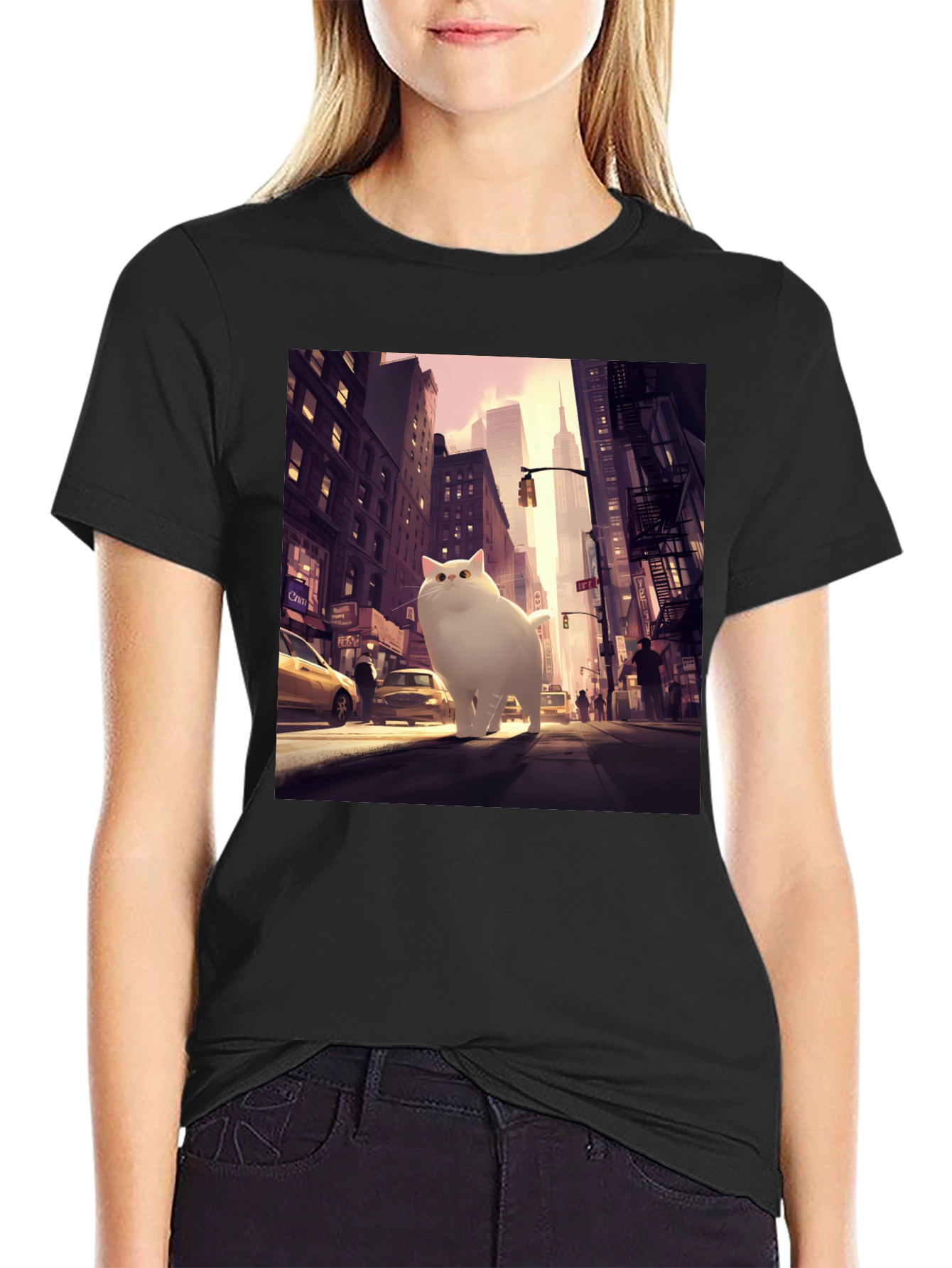 Giant Cat in City T-Shirt