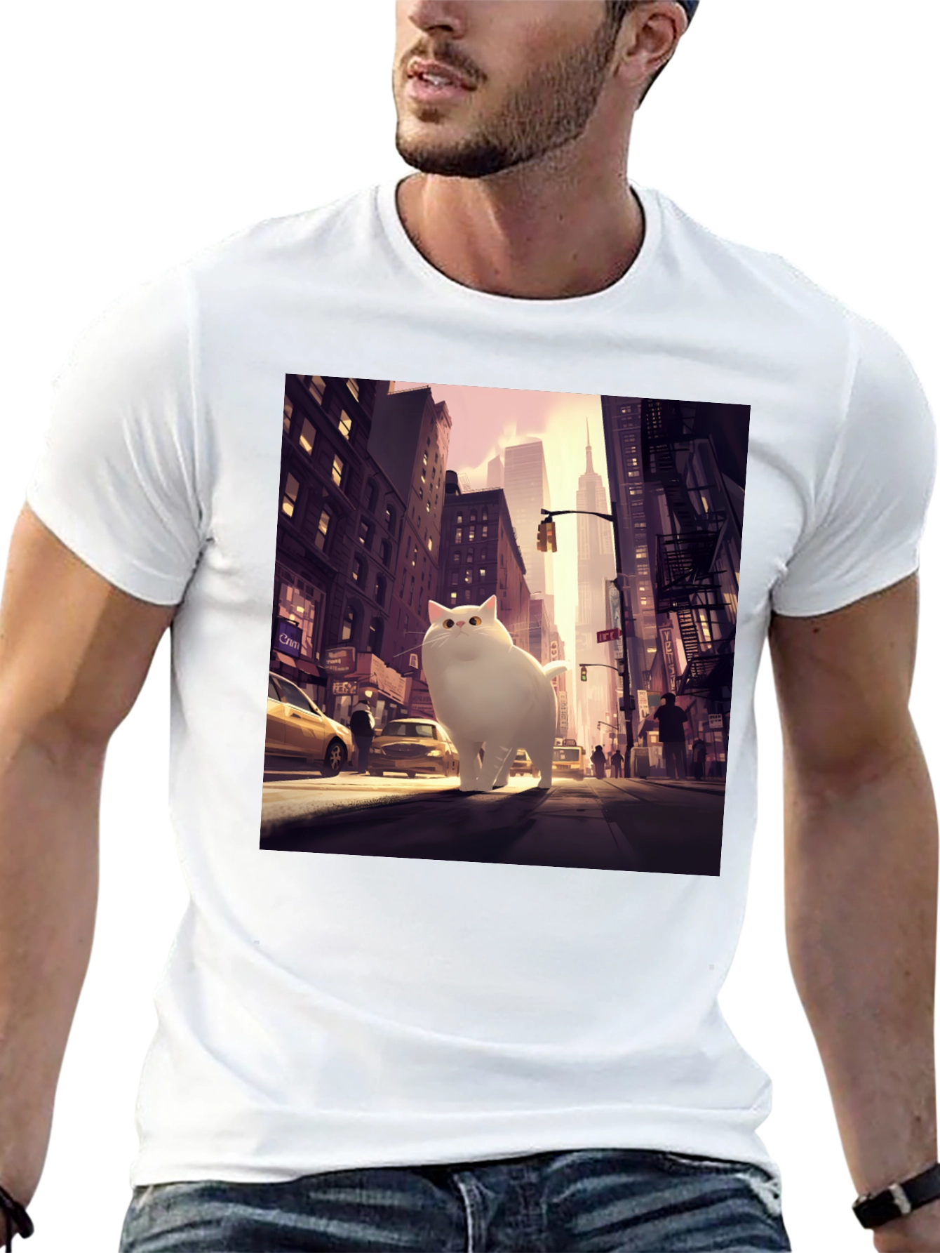 Giant Cat in City T-Shirt