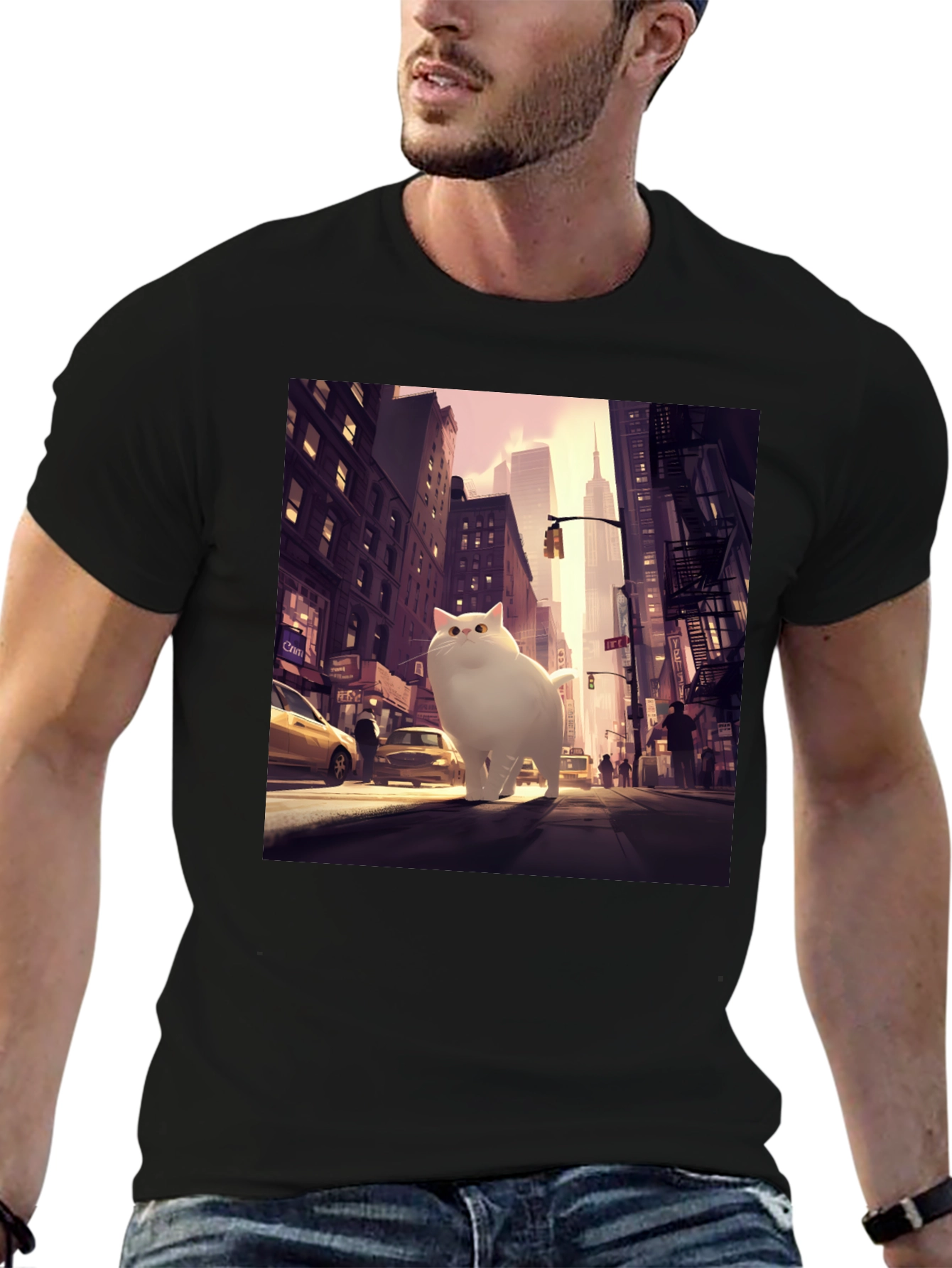 Giant Cat in City T-Shirt