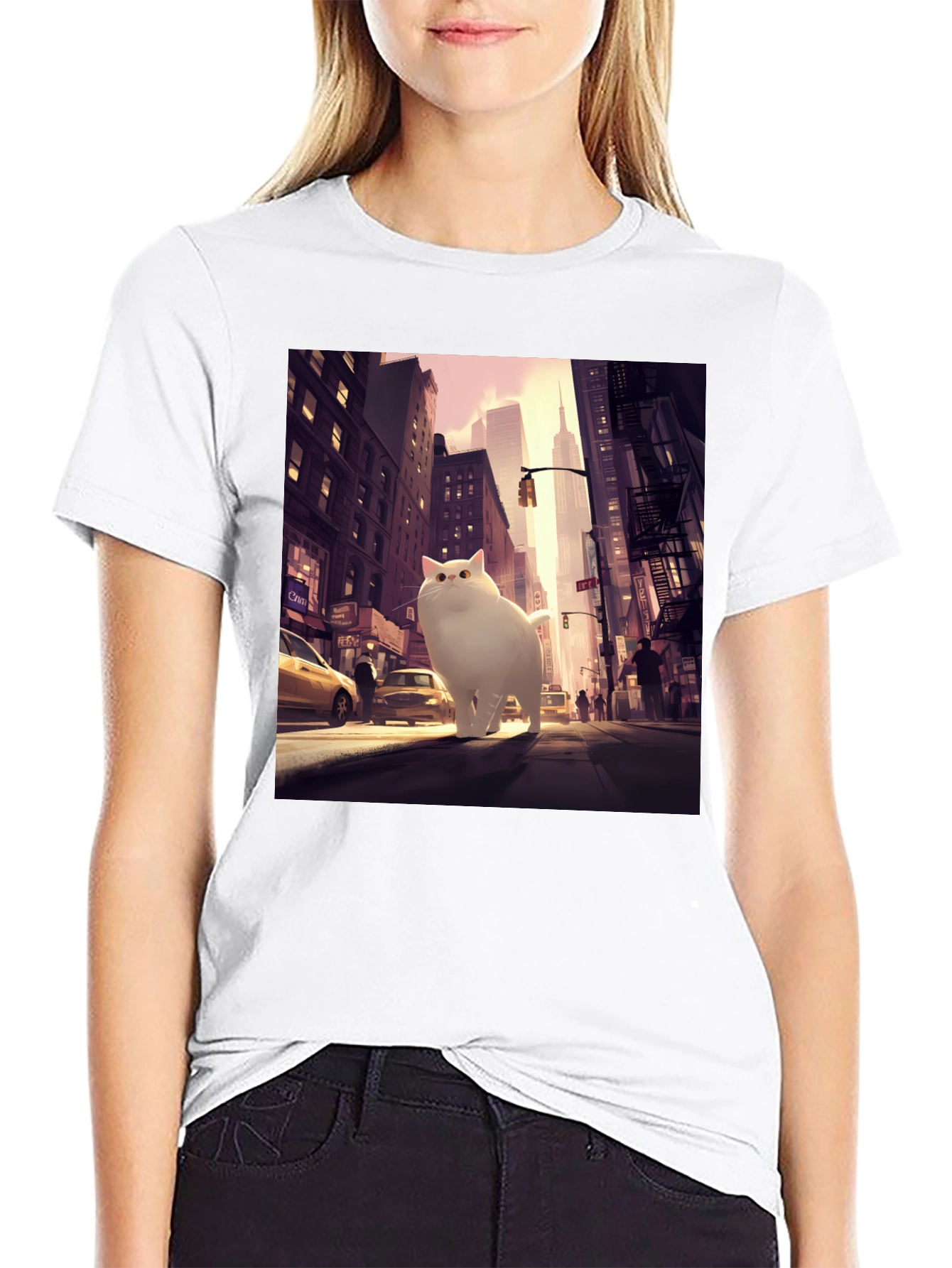 Giant Cat in City T-Shirt