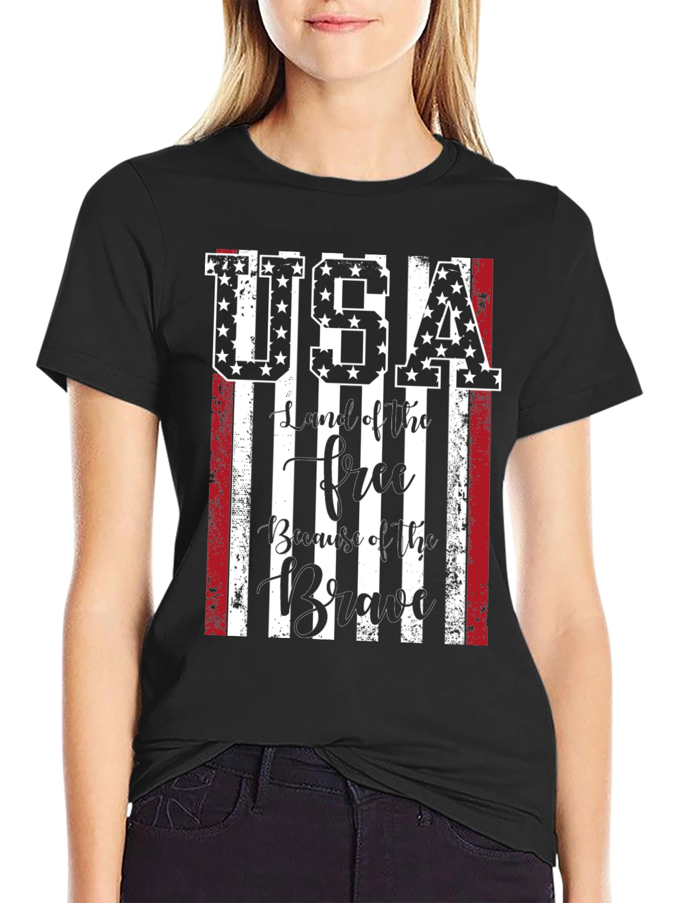 USA Flag Graphic T-Shirt - Land of the Free