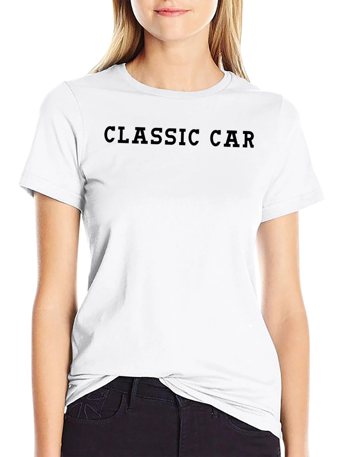 Classic Car T-Shirt - Solid Black Crew Neck Tee