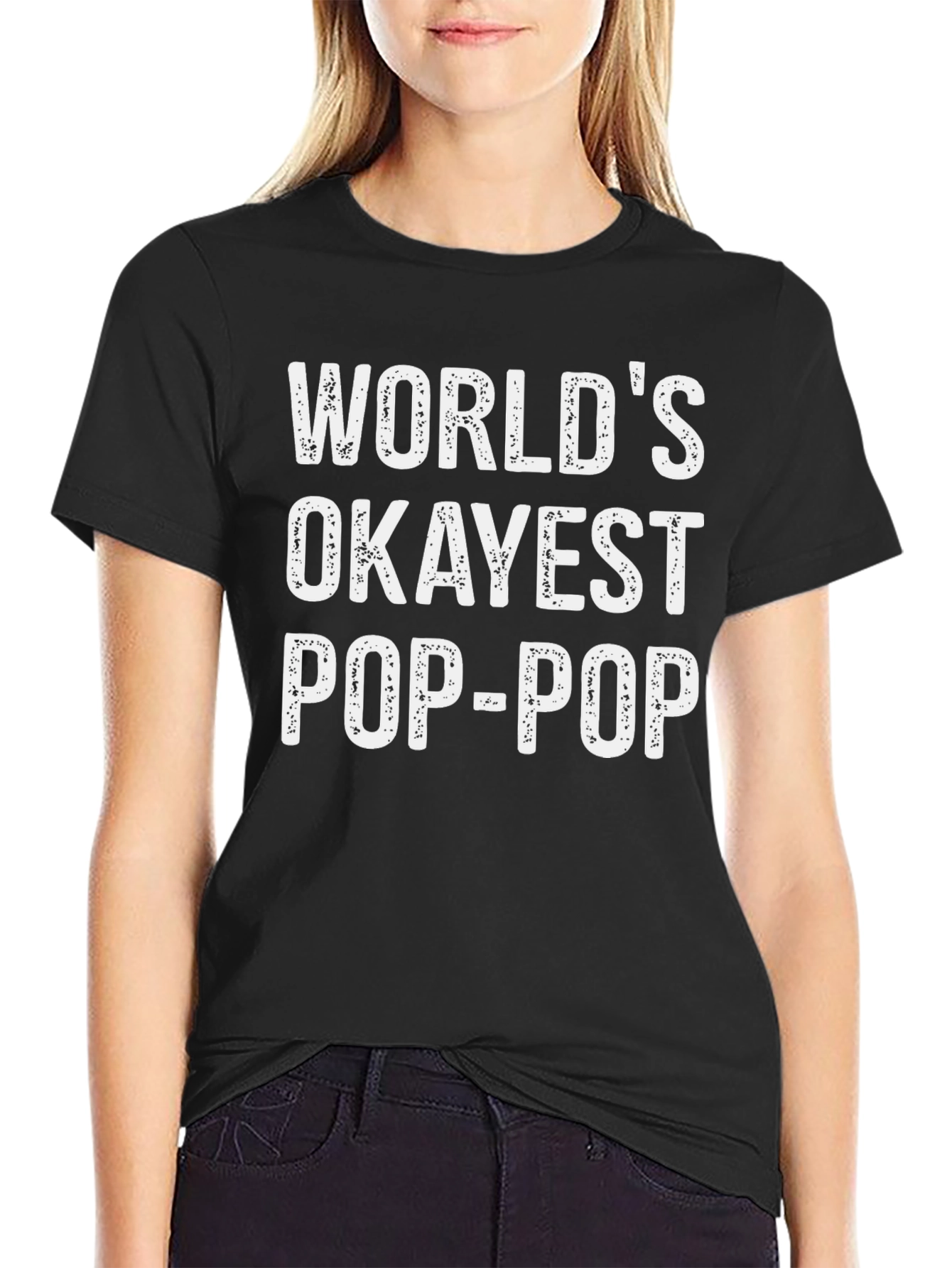 Worlds Okayest Pop-Pop T-Shirt - Novelty Grandpa Tee