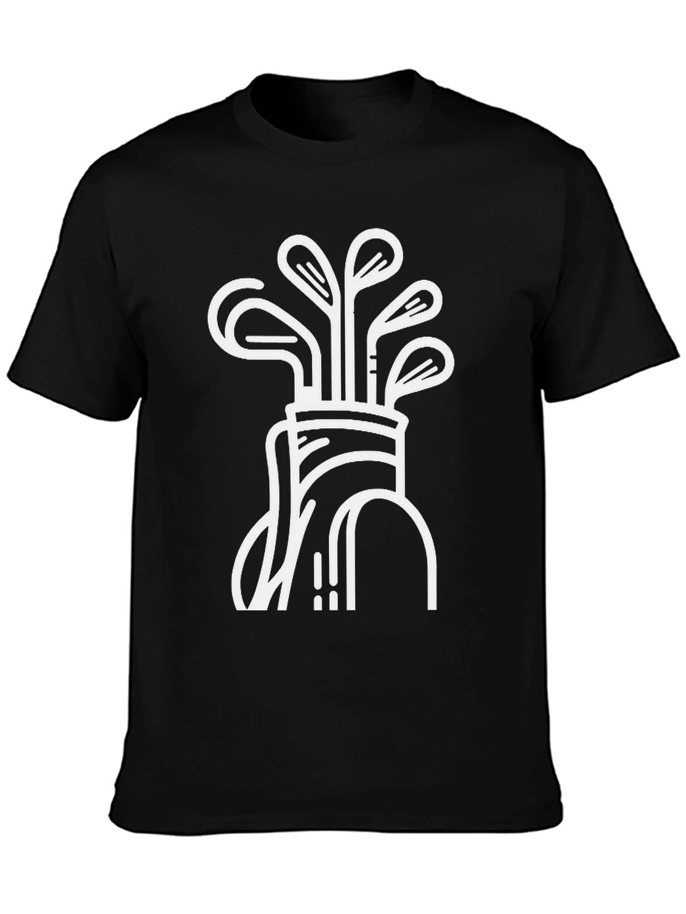 Golf Clubs Graphic Tee - Black Cotton Blend