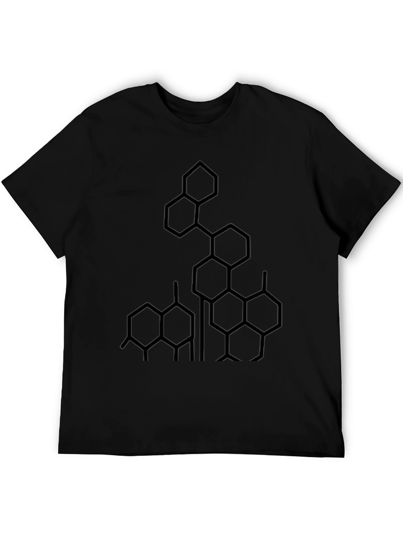 Geometric Hexagon Graphic Tee - Stylish Black Shirt