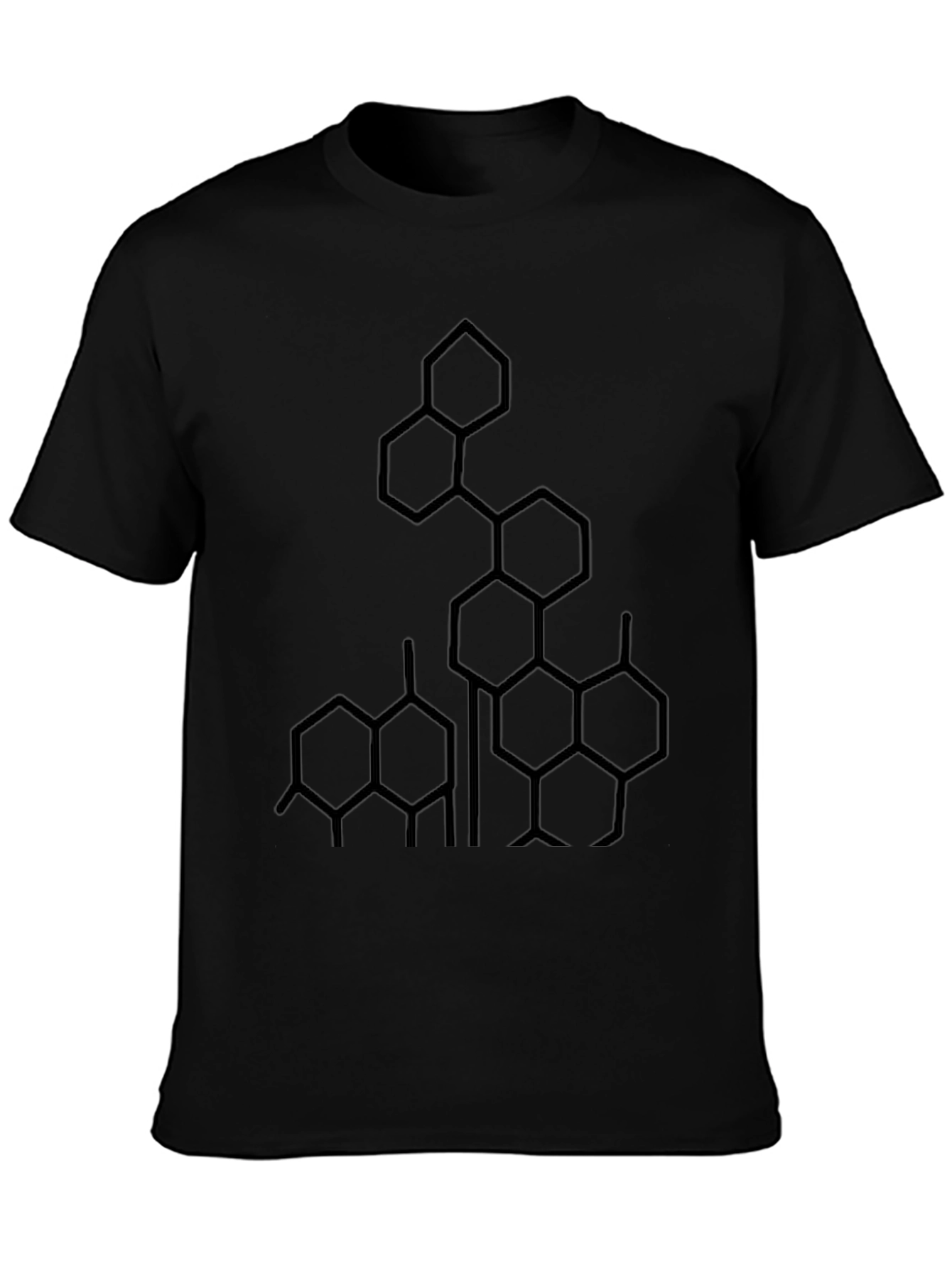 Geometric Hexagon Graphic Tee - Stylish Black Shirt