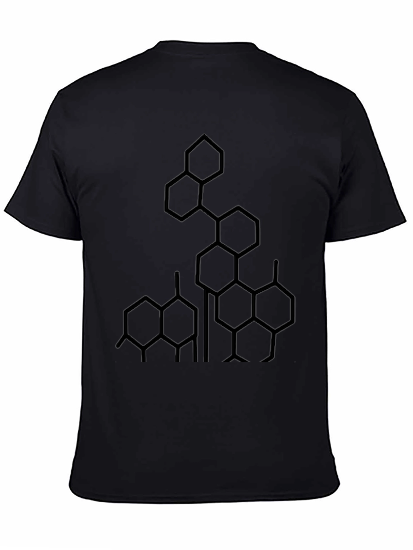 Geometric Hexagon Graphic Tee - Stylish Black Shirt