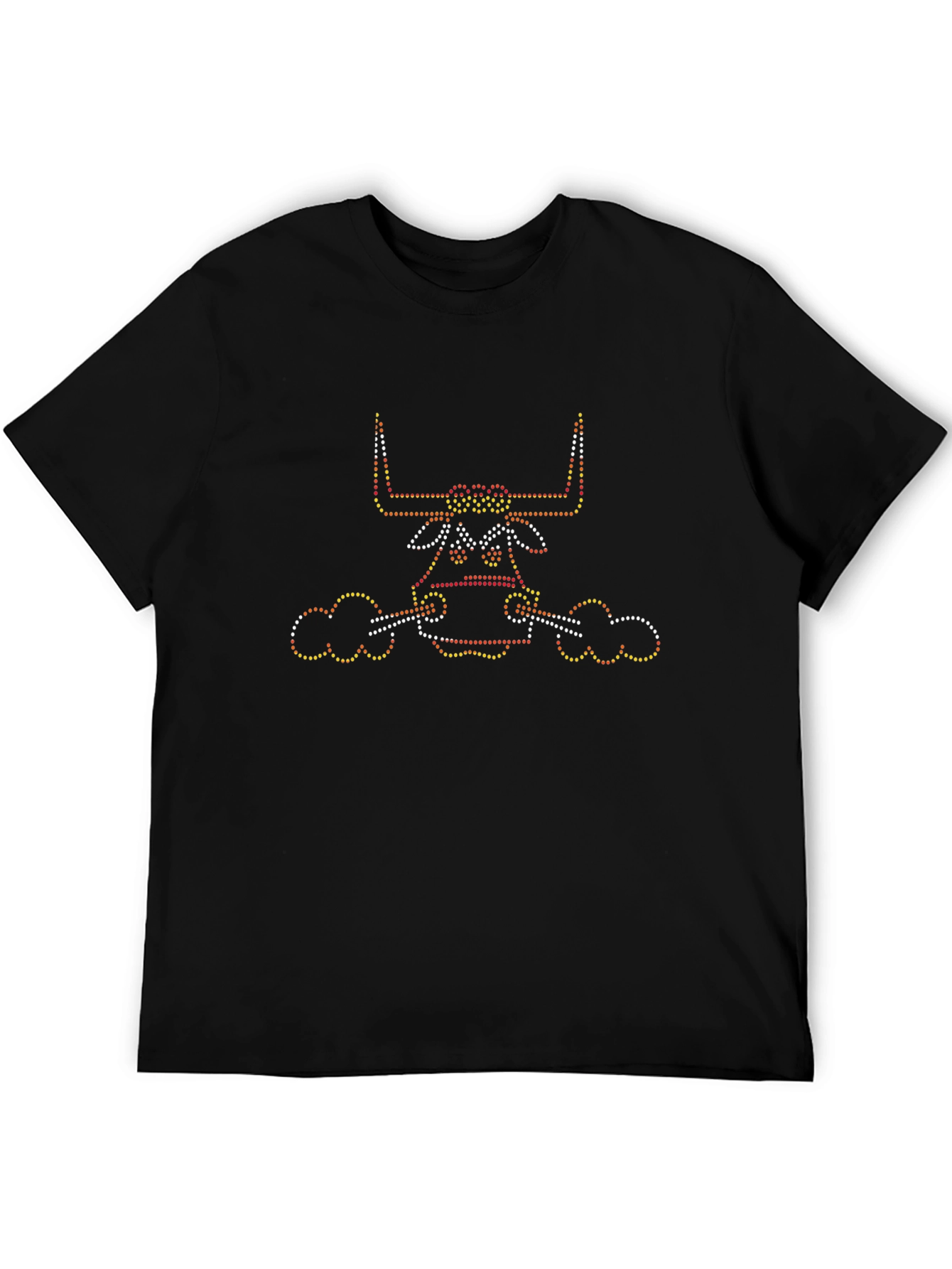 Black Tee with Rhinestone Bull Design