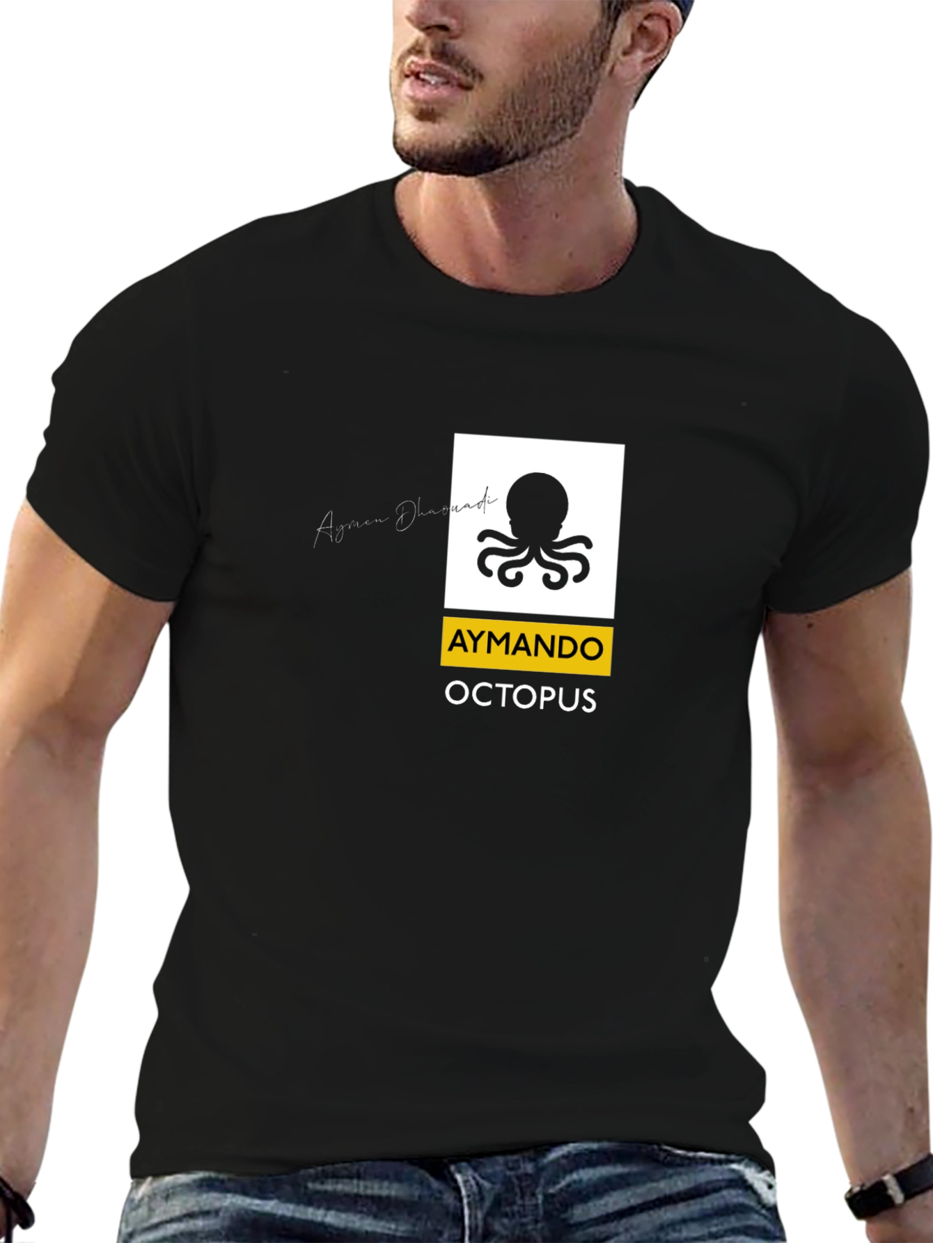 Aymando Octopus Graphic T-Shirt - Black