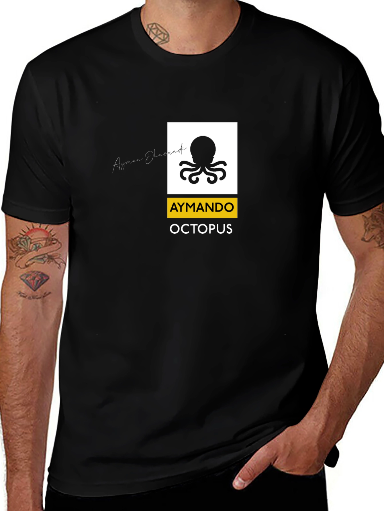 Aymando Octopus Graphic T-Shirt - Black