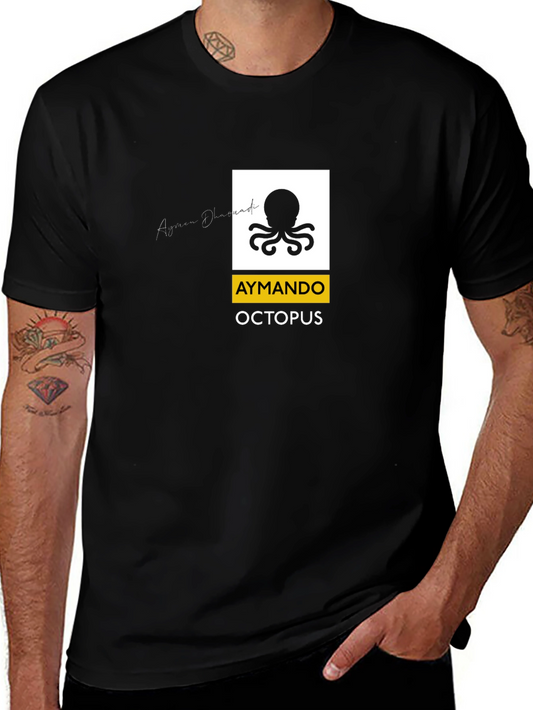Aymando Octopus Graphic T-Shirt - Black