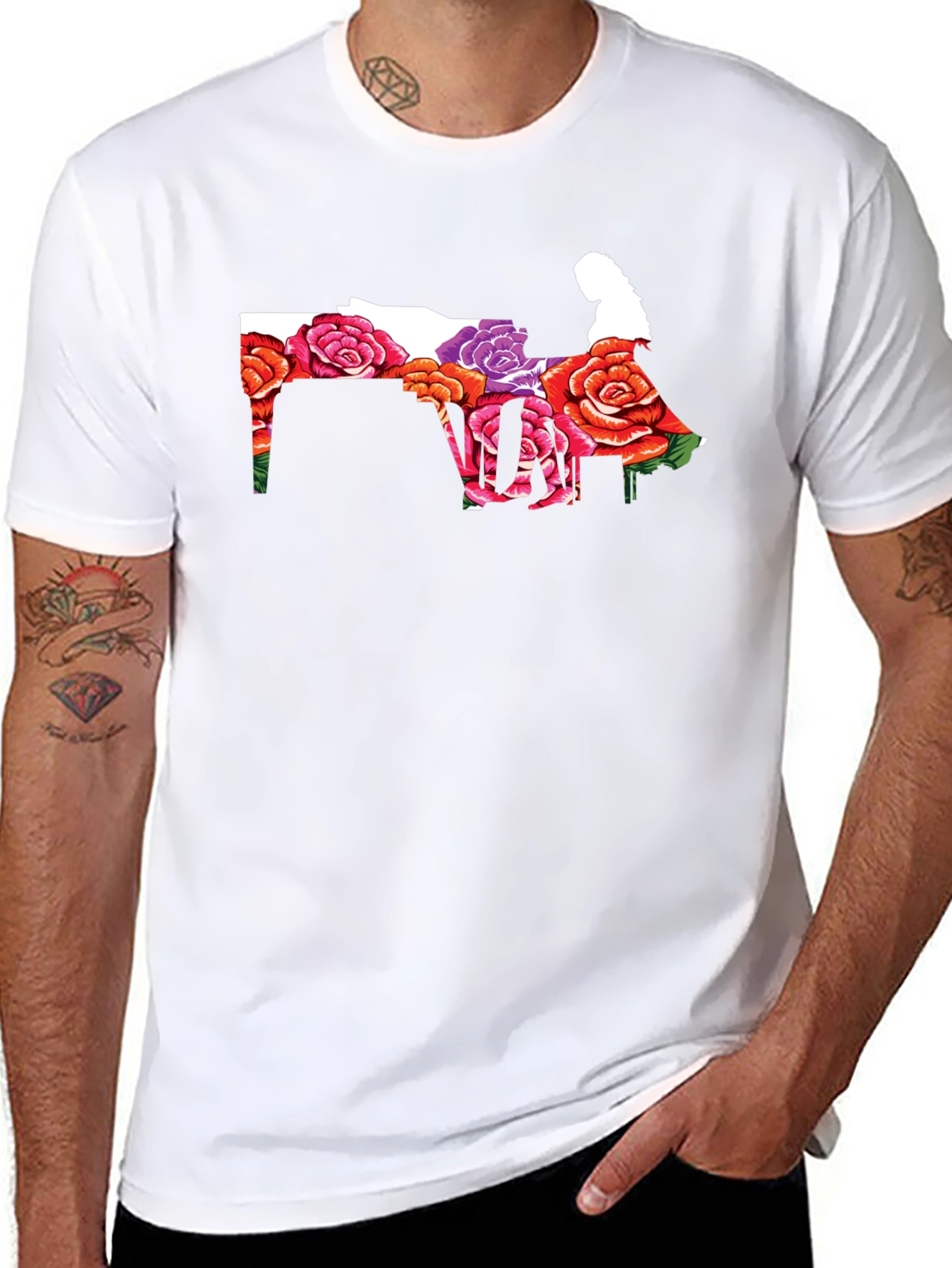 Floral Piano Player Graphic T-Shirt